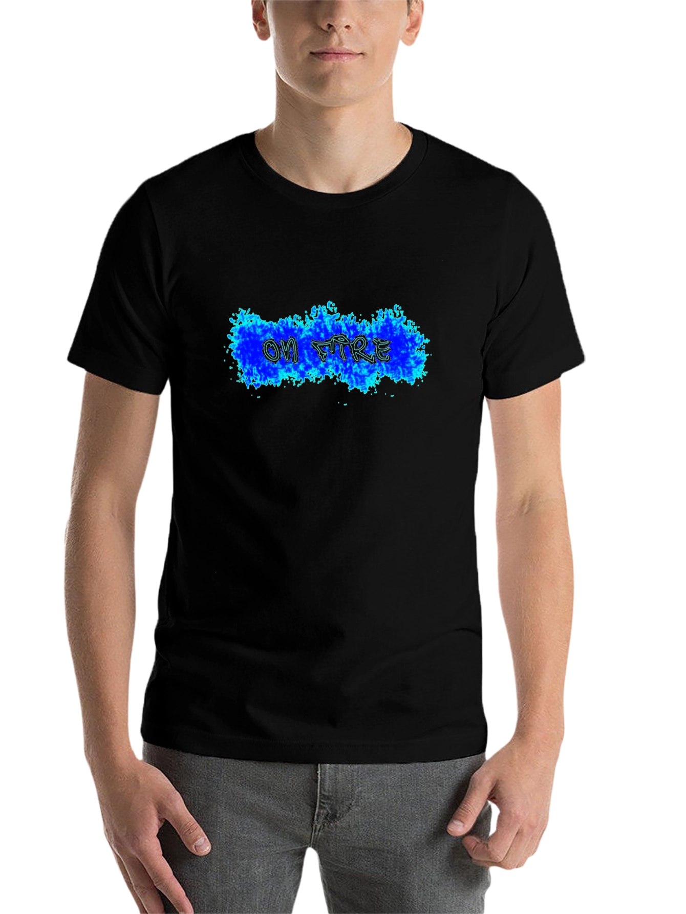 Black On Fire Black T-Shirt - Cool Graphic Tee view 7