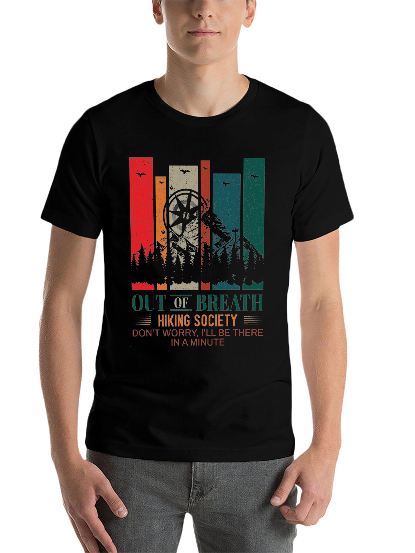 Black Out of Breath Hiking Society Graphic Tee view 7