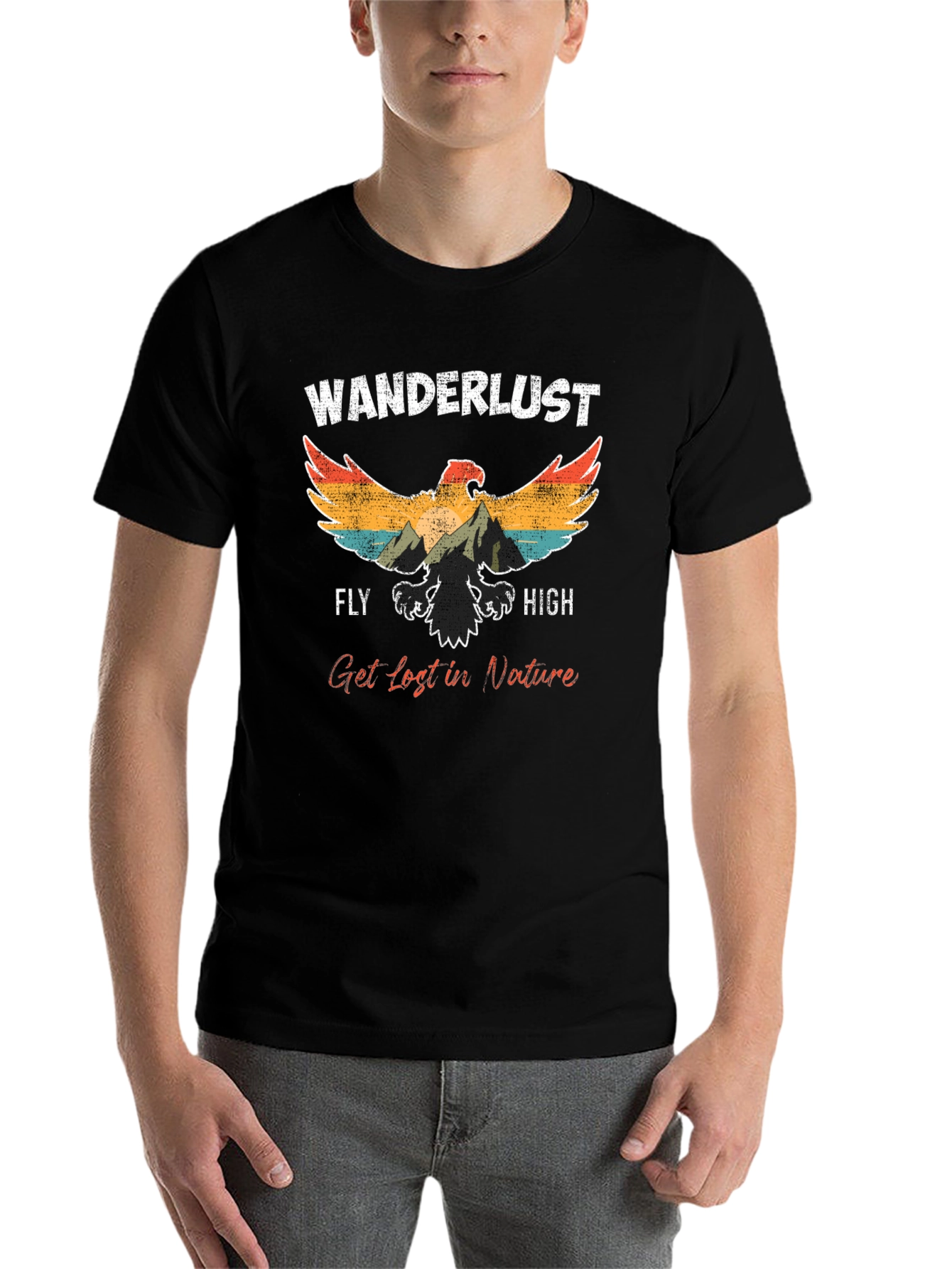 Black Wanderlust Eagle Graphic Tee - Fly High! view 7