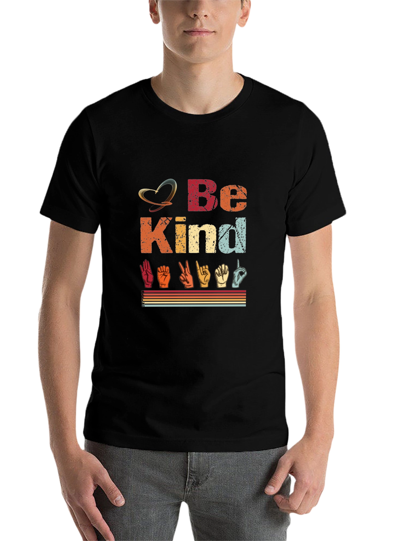 Black Be Kind Sign Language T-Shirt view 7