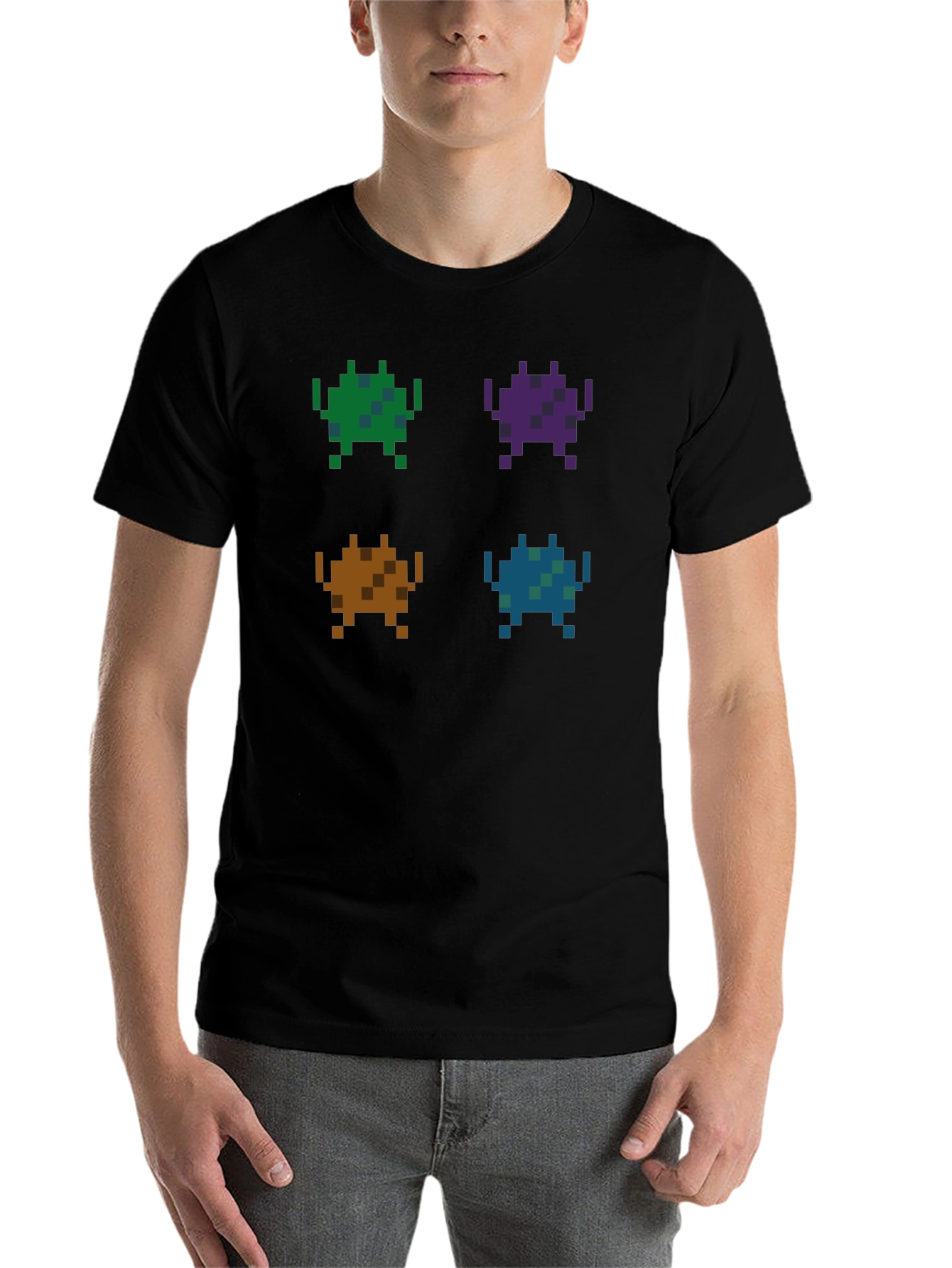 Black Retro Pixel Alien T-Shirt view 7