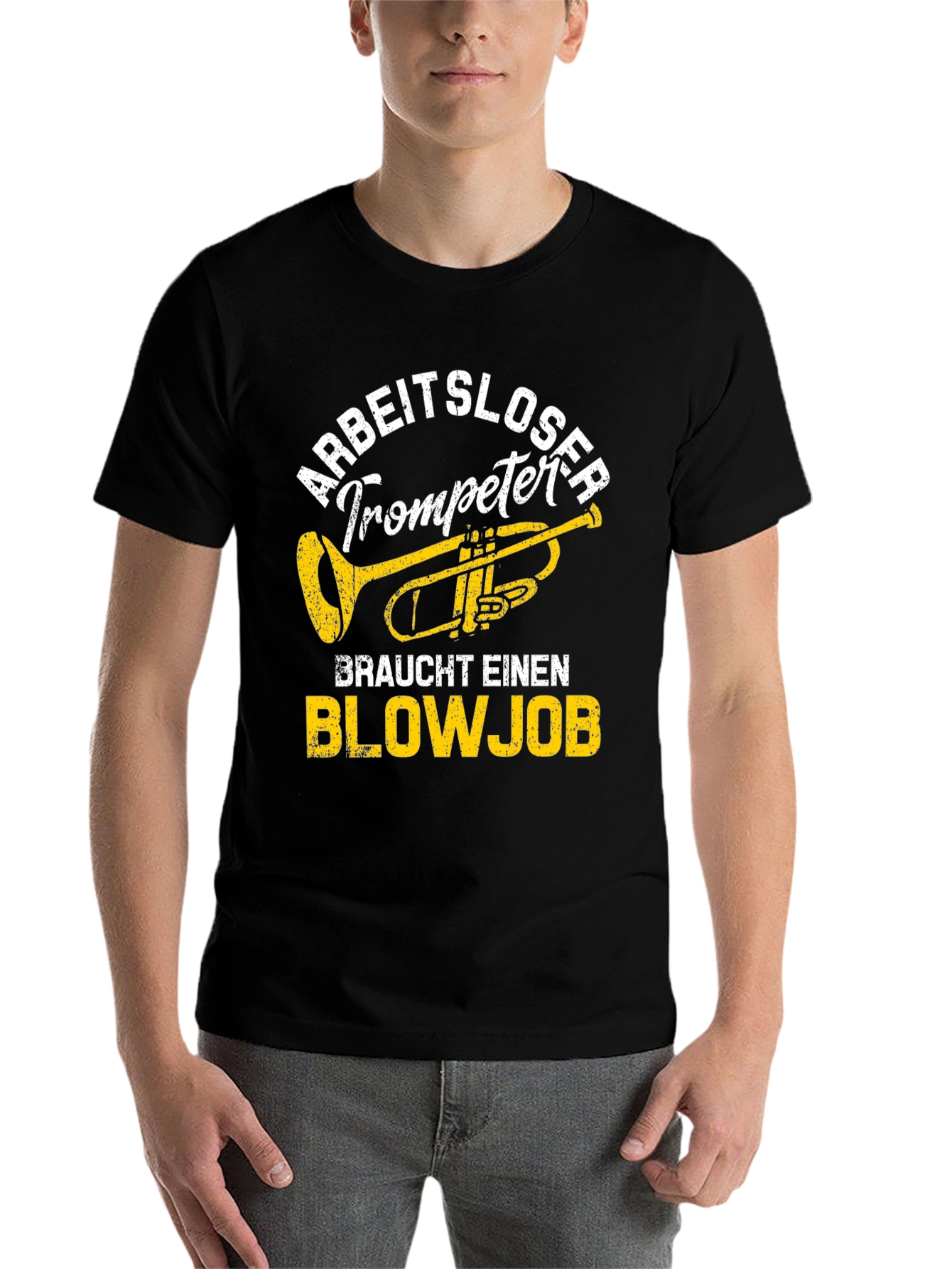 Black Arbeitsloser Trompeter Blowjob T-Shirt view 7