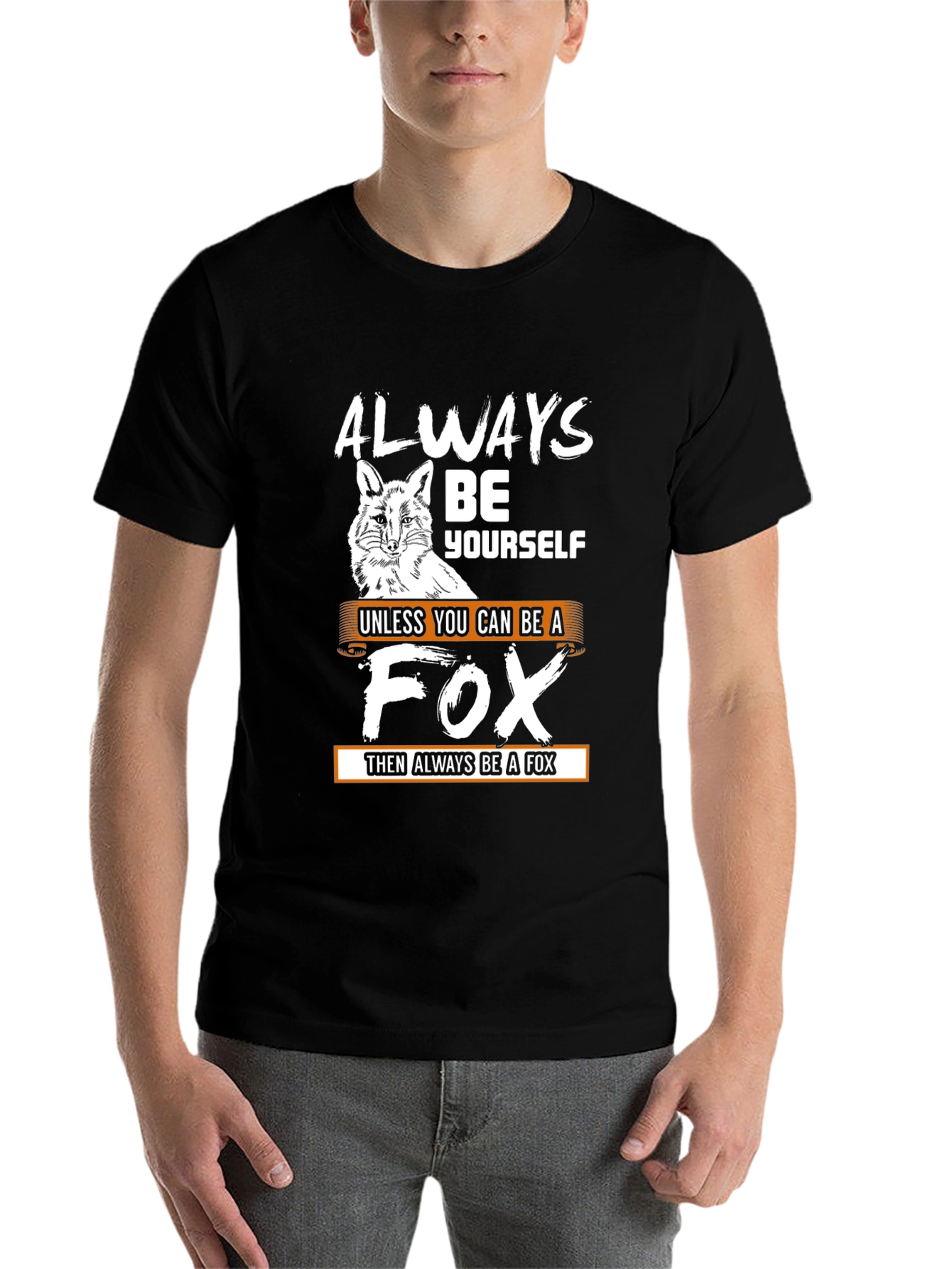 Black Always Be A Fox Men's Graphic Tee view 7