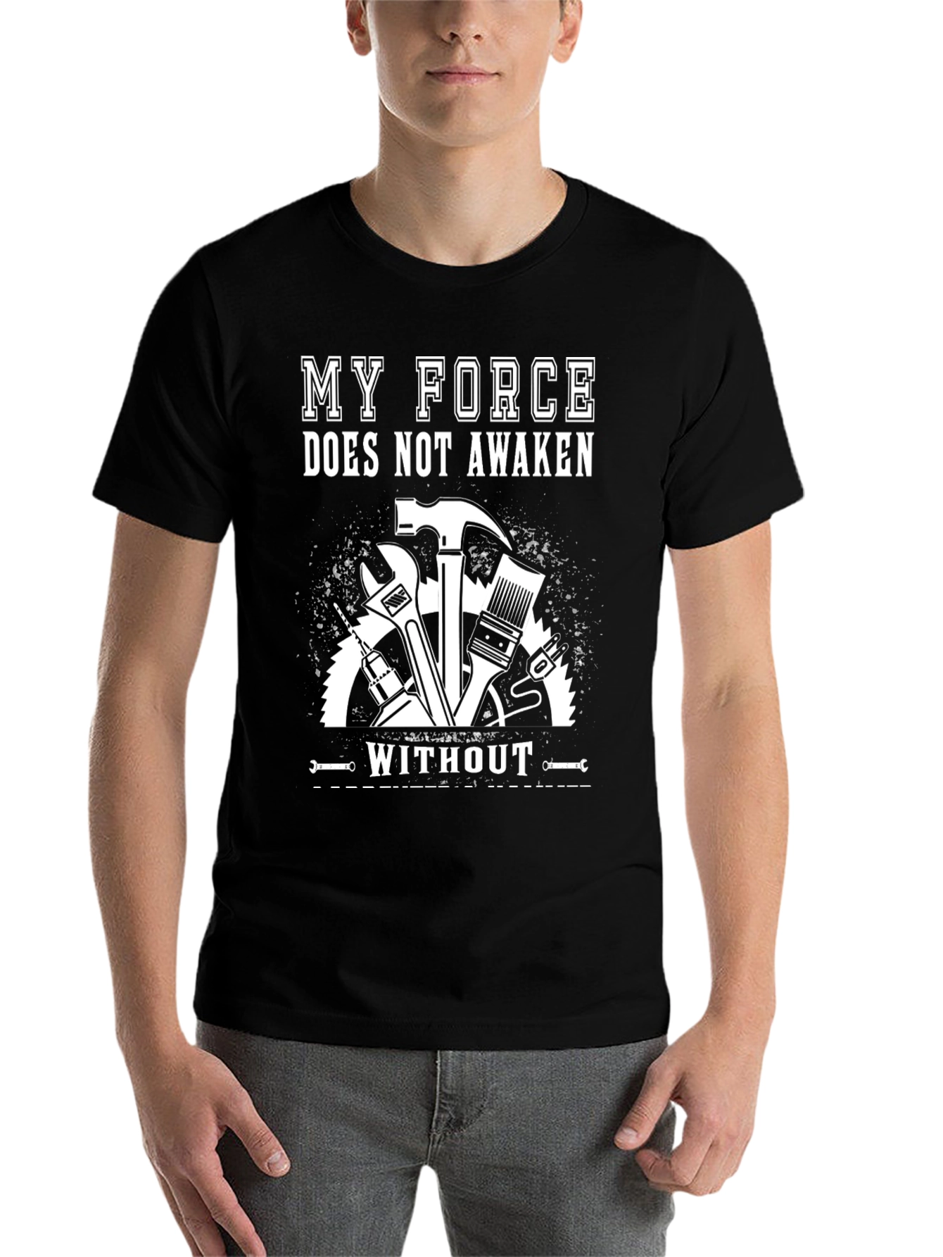 Black My Force Doesn't Awaken Men's Black T-Shirt view 7