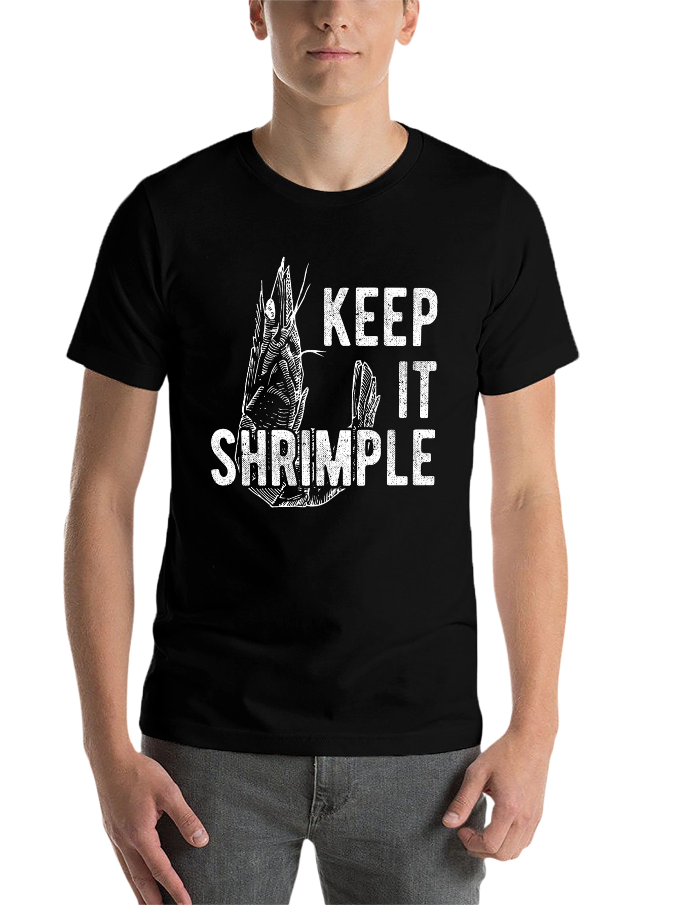 Black Keep It Shrimple T-Shirt - Unique Graphic Tee view 7