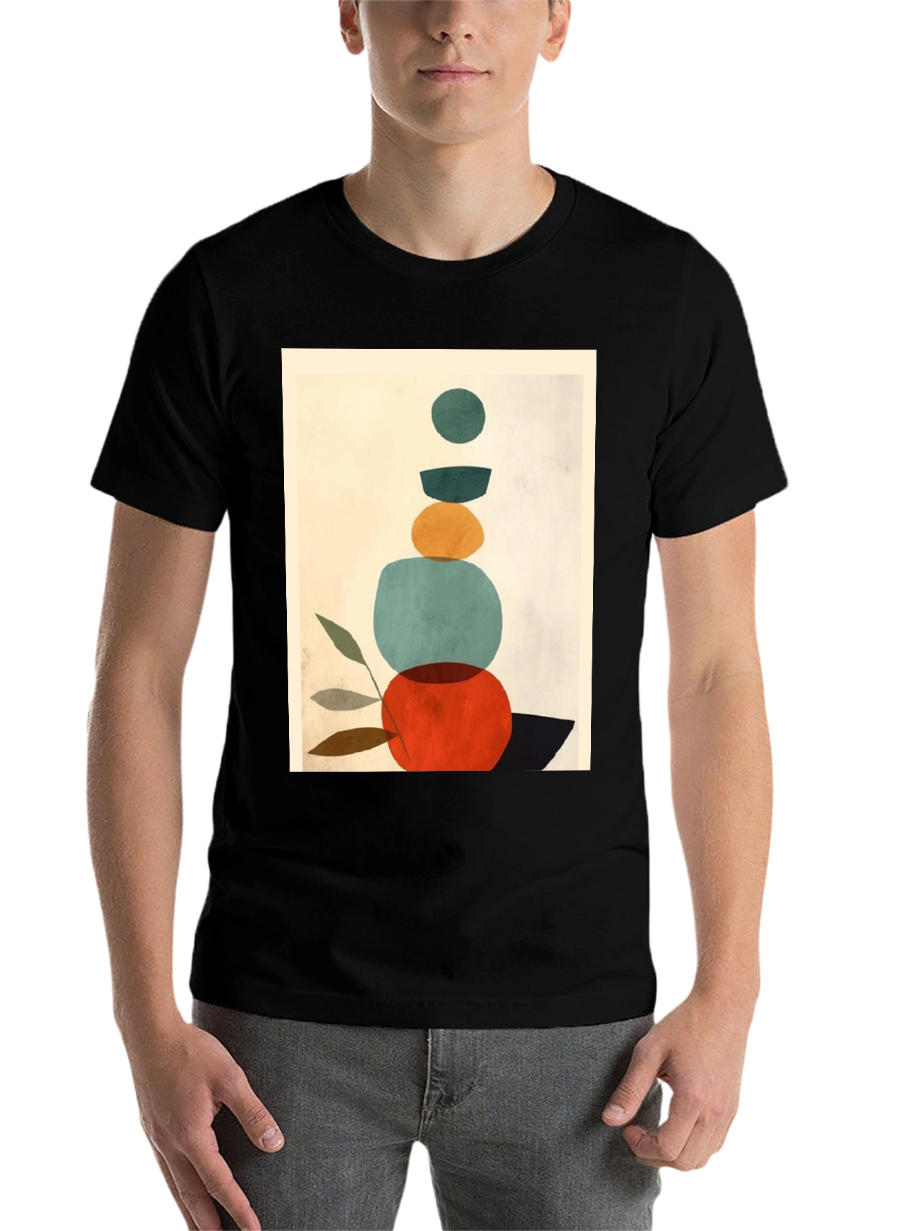 Black Modern Abstract Art Graphic Tee - Unisex Black T-Shirt view 7