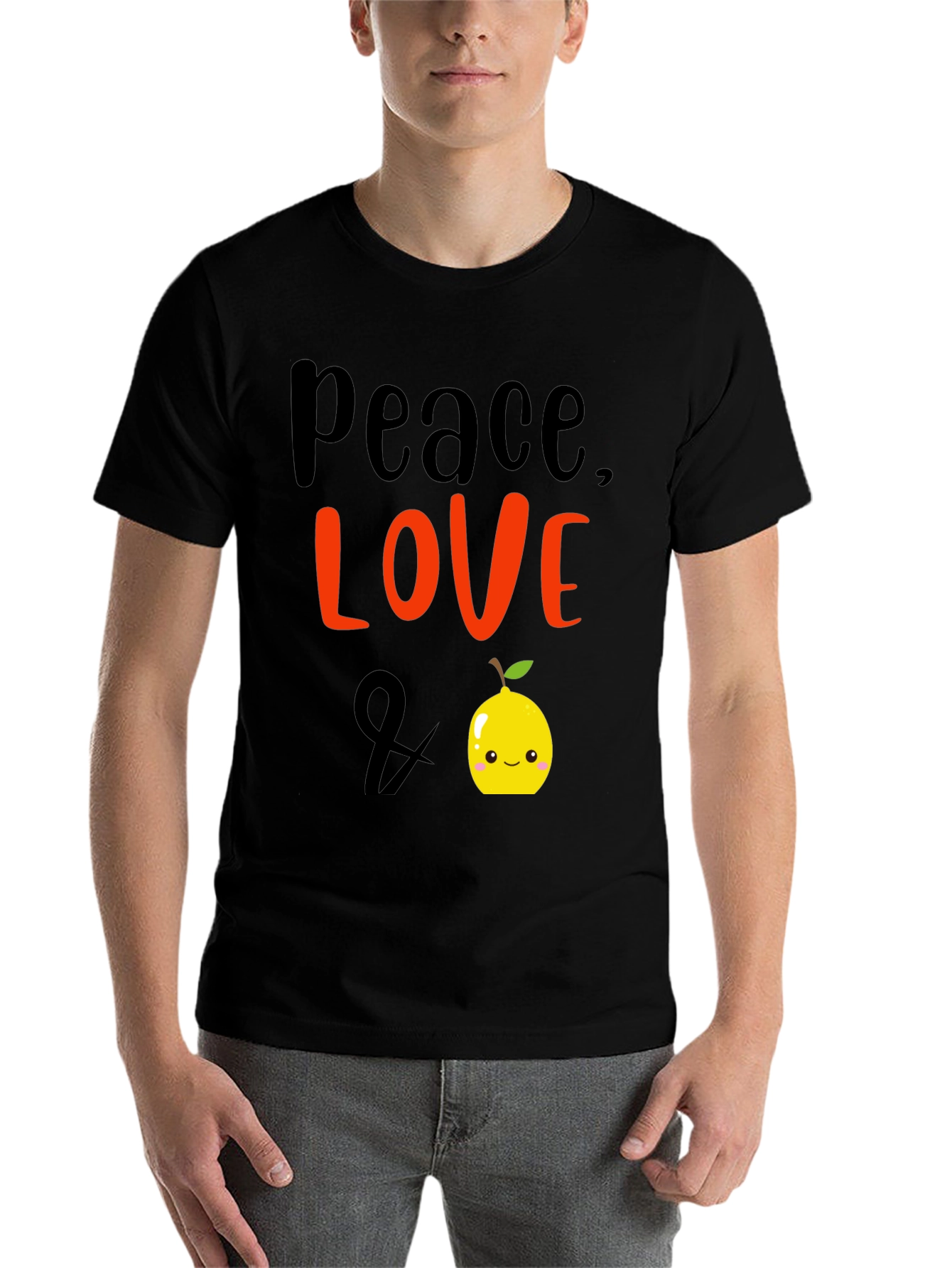 Black Peace, Love & Lemon Graphic Tee - Black view 7