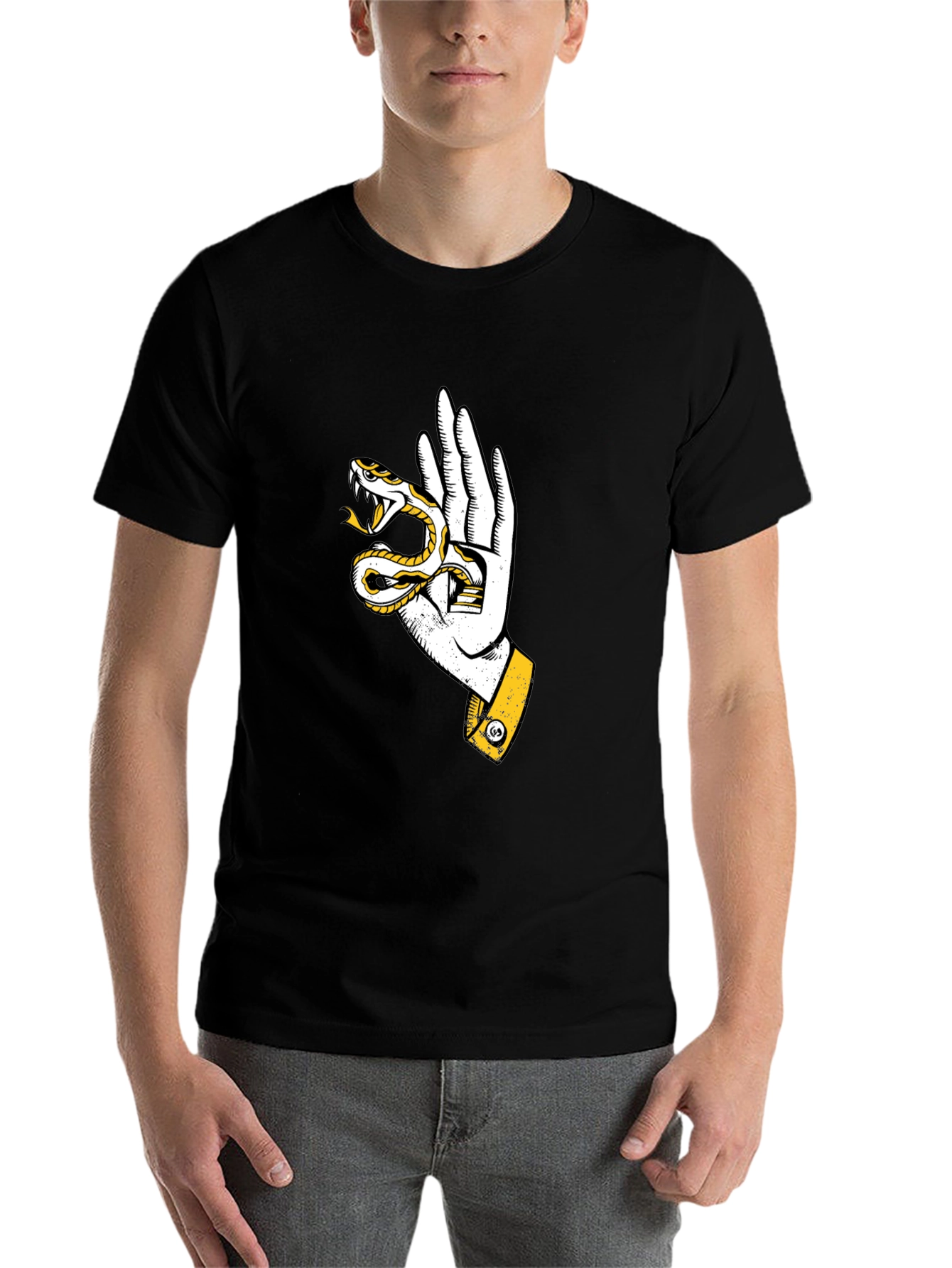 Black Snake Hand Graphic Tee - Stylish Black T-Shirt view 7