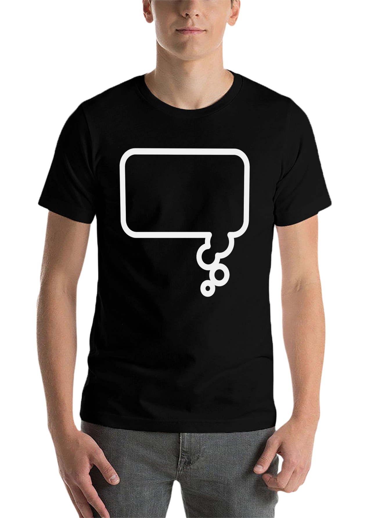 Black Black T-Shirt with White Speech Bubble Graphic view 7