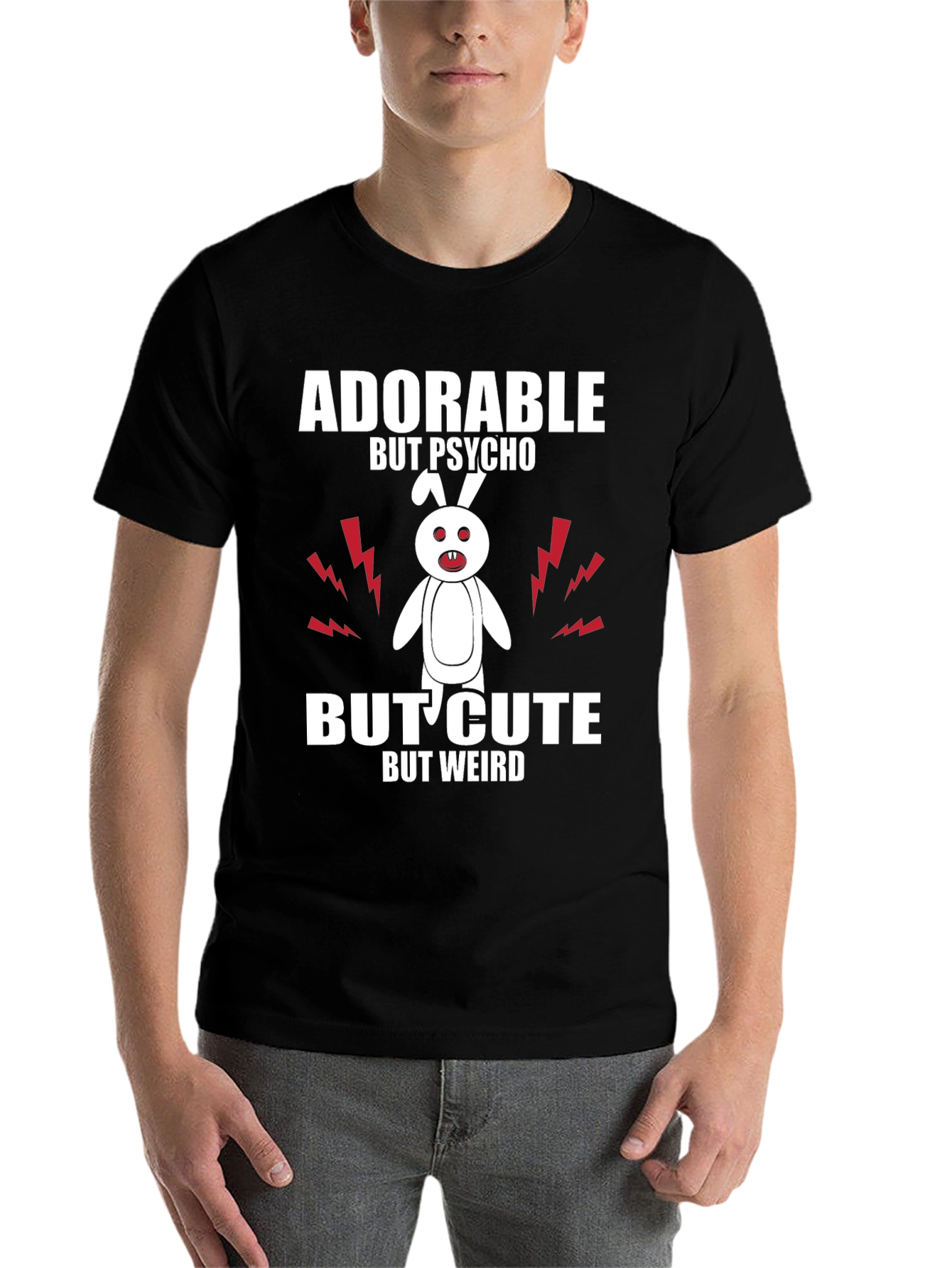 Black Adorable But Psycho Bunny Tee view 7