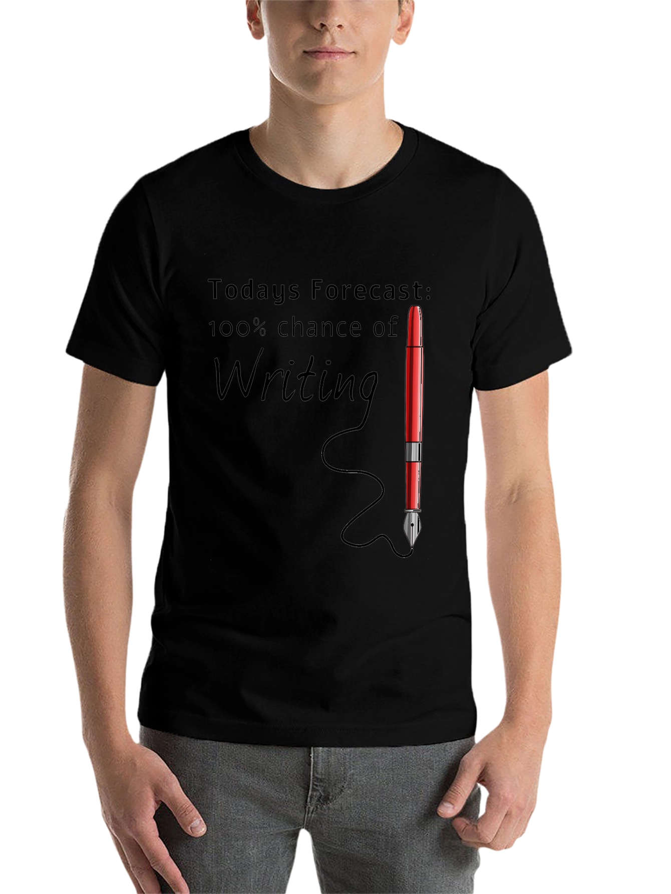 Black Writer's Forecast T-Shirt - 100% Chance of Writing! view 7