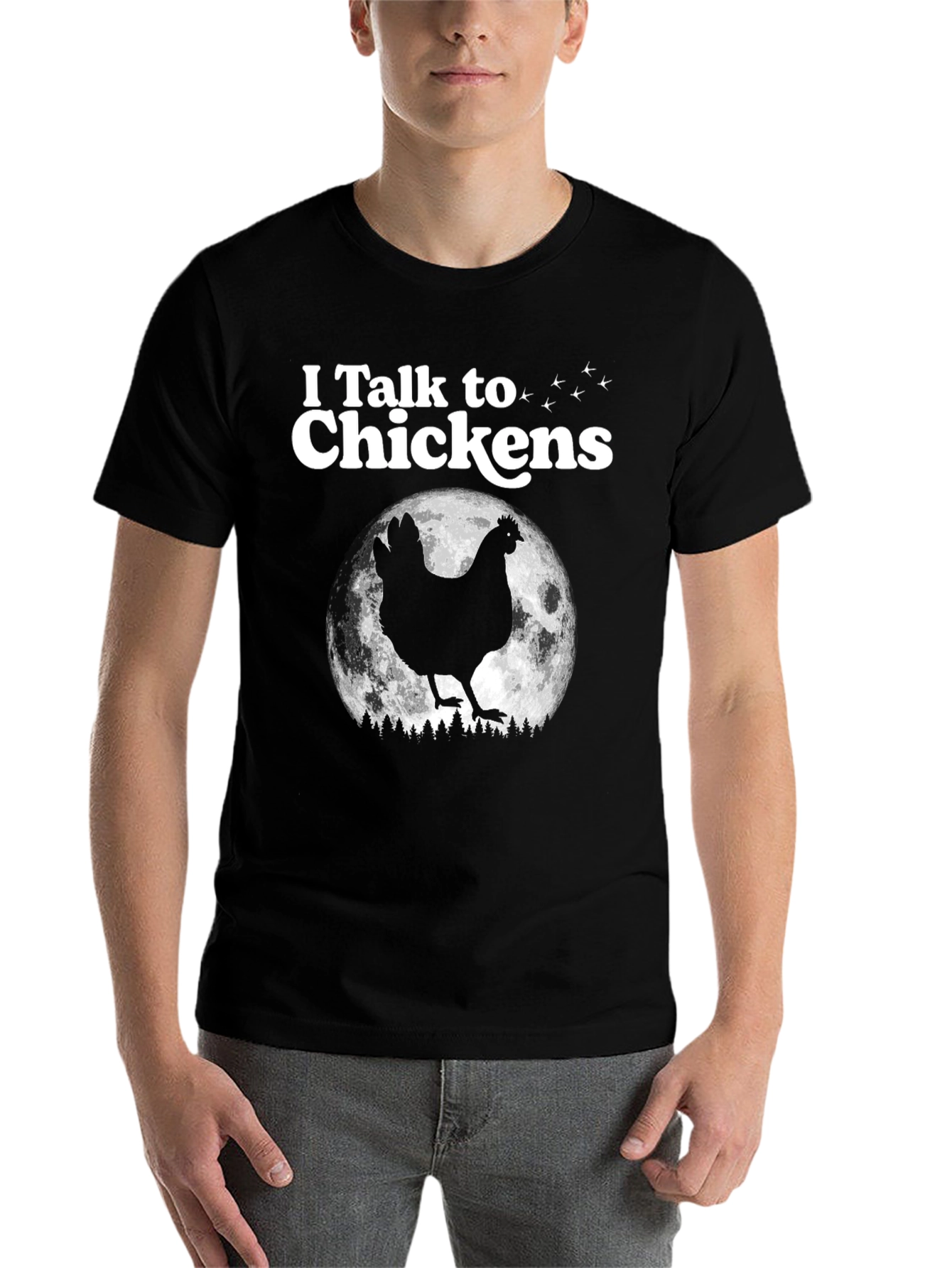 Black I Talk to Chickens Graphic Tee - Funny Animal Lover T-Shirt view 7