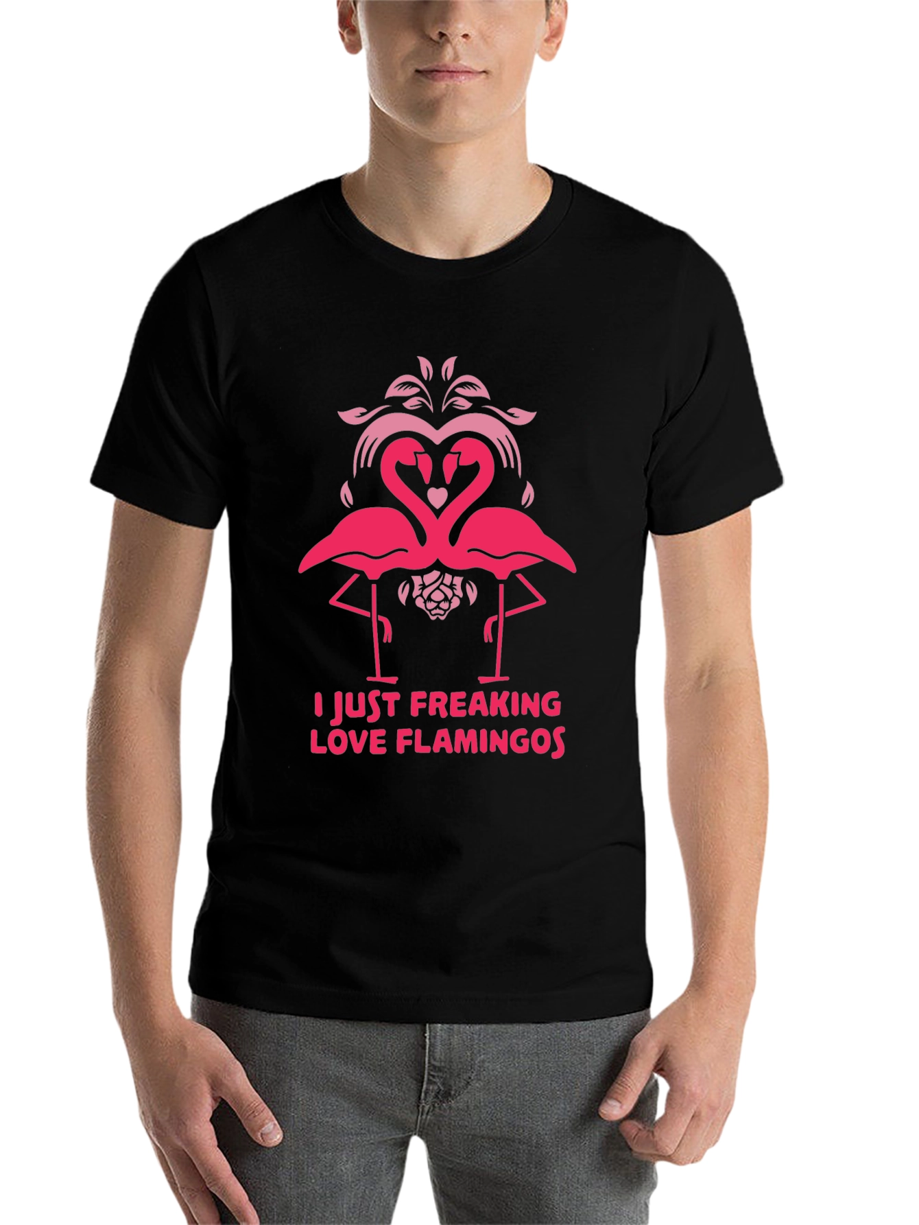 Black I Love Flamingos Graphic T-Shirt - Fun & Stylish view 7