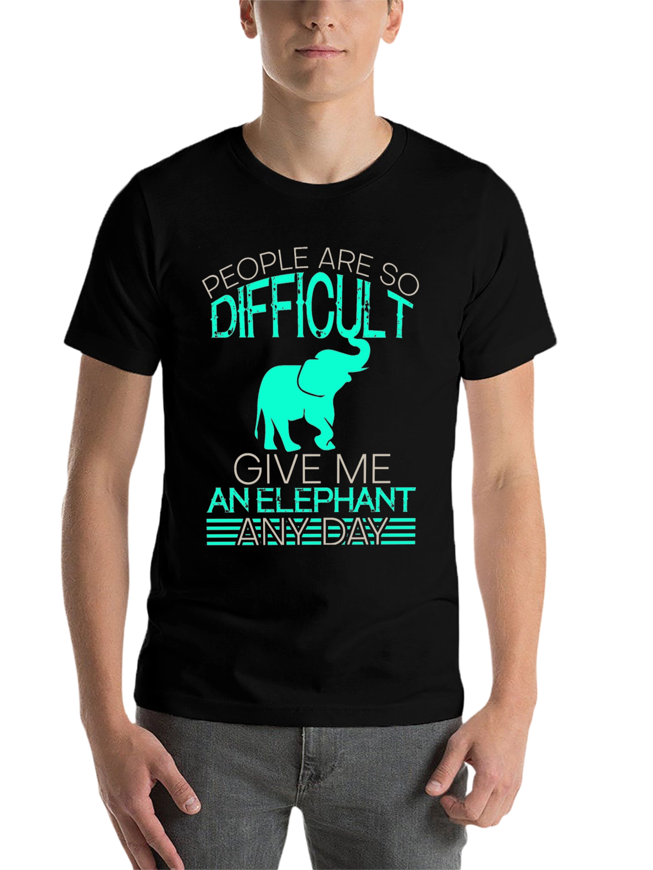 Black Difficult People, Give Me An Elephant Black T-Shirt view 7