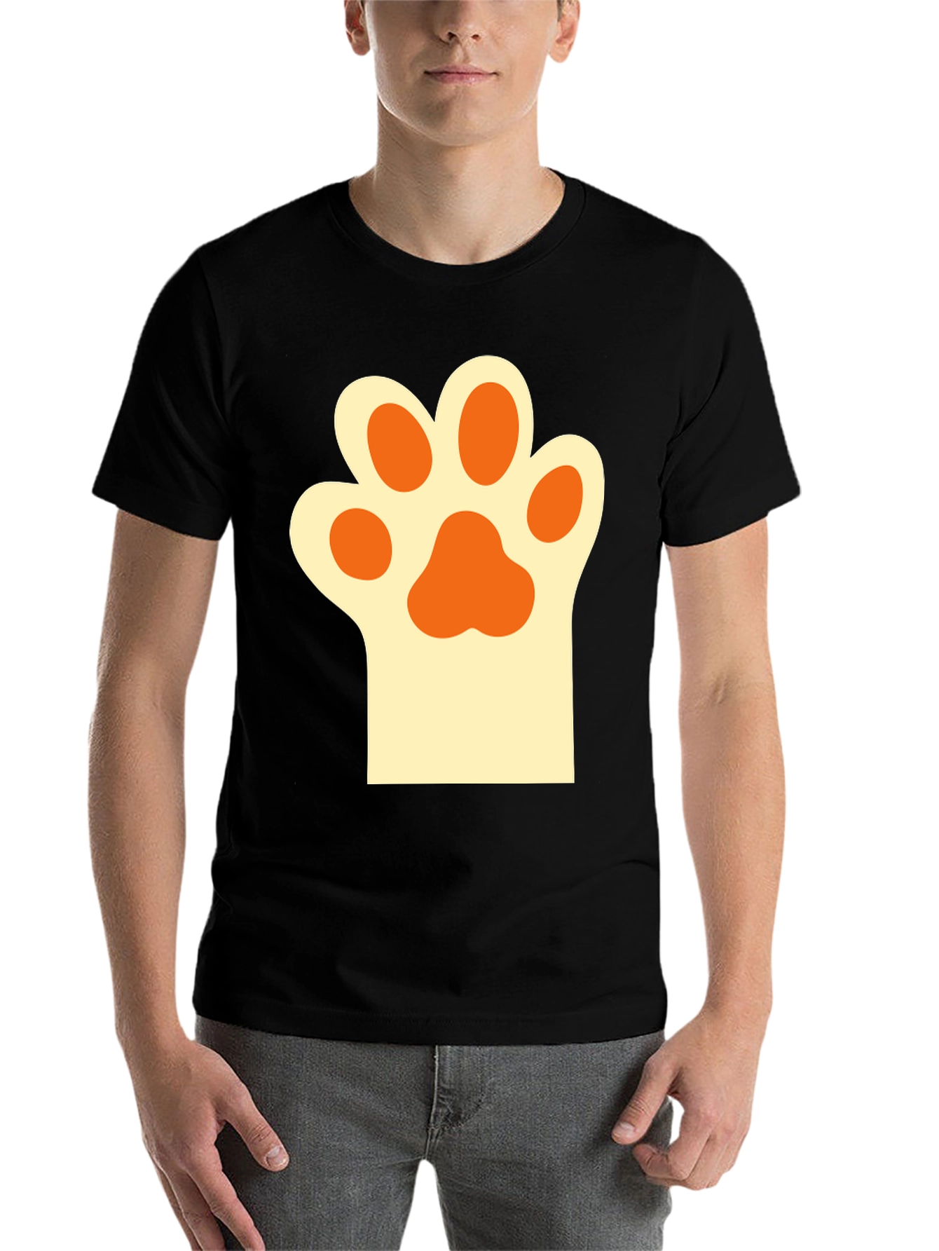 Black Cute Cat Paw Print T-Shirt view 7