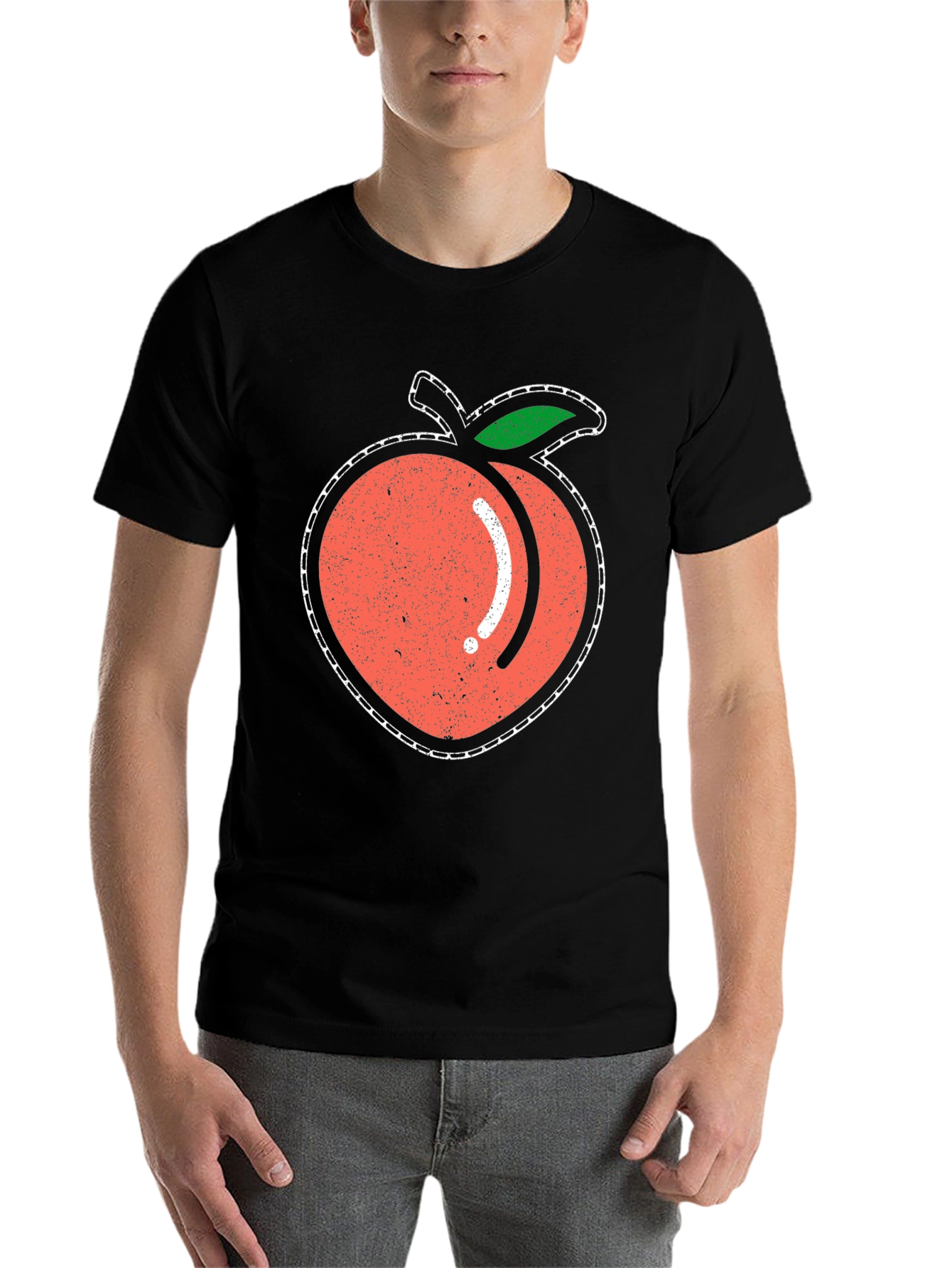 Black Peach Graphic Tee - Black Cotton T-Shirt view 7