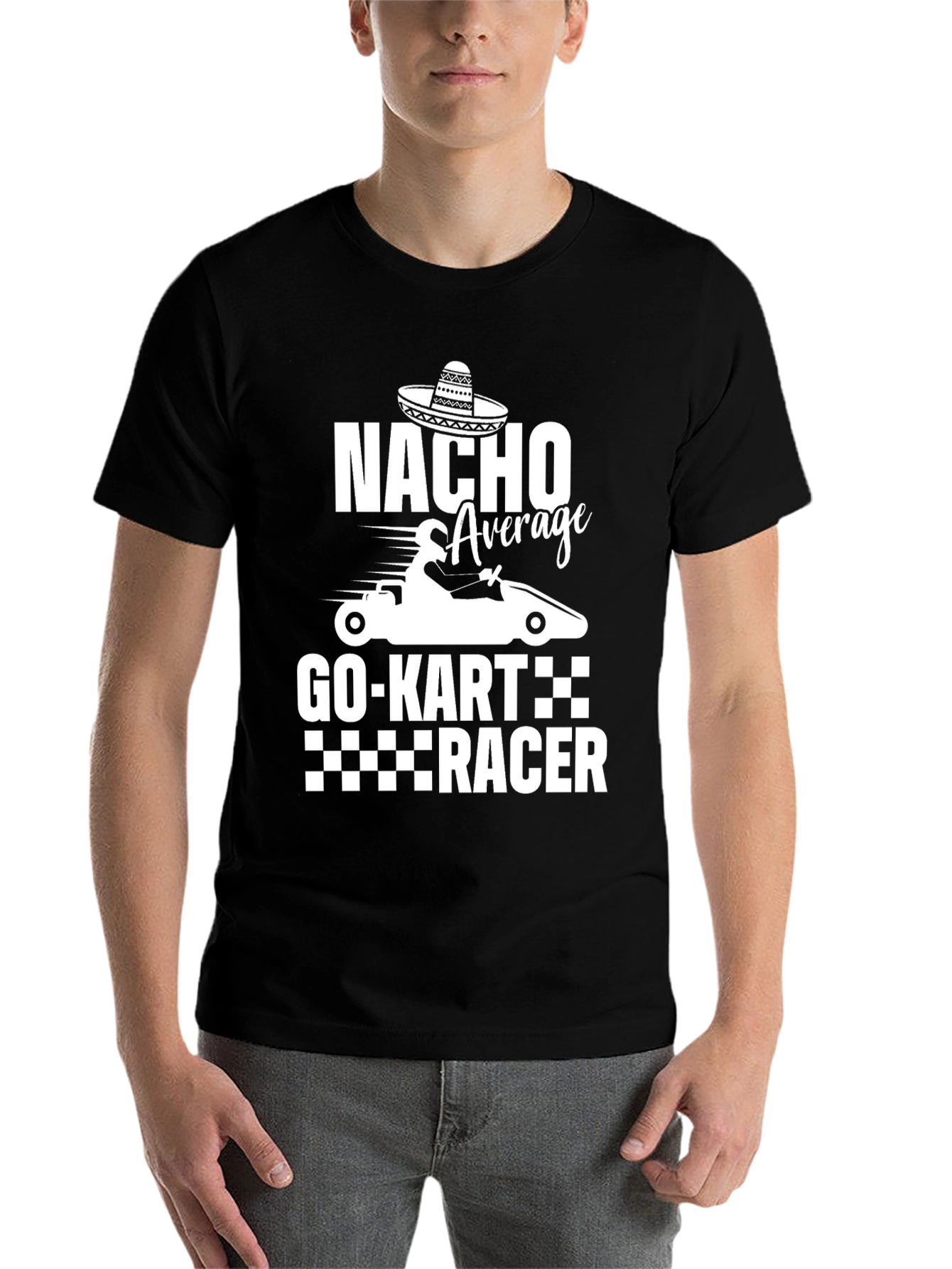 Black Nacho Average Go-Kart Racer Funny T-Shirt view 7