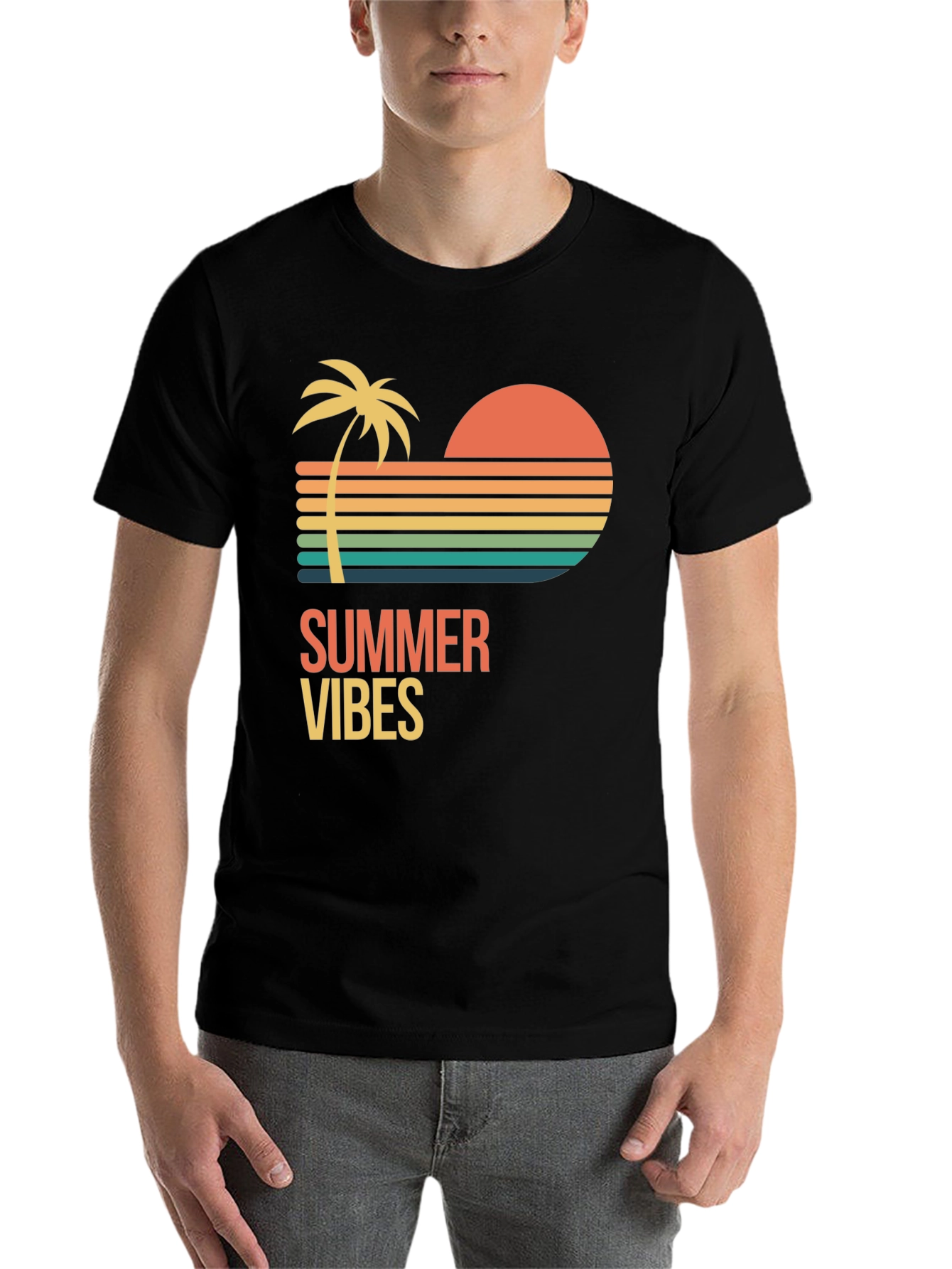 Black Summer Vibes Graphic T-Shirt - Black view 7