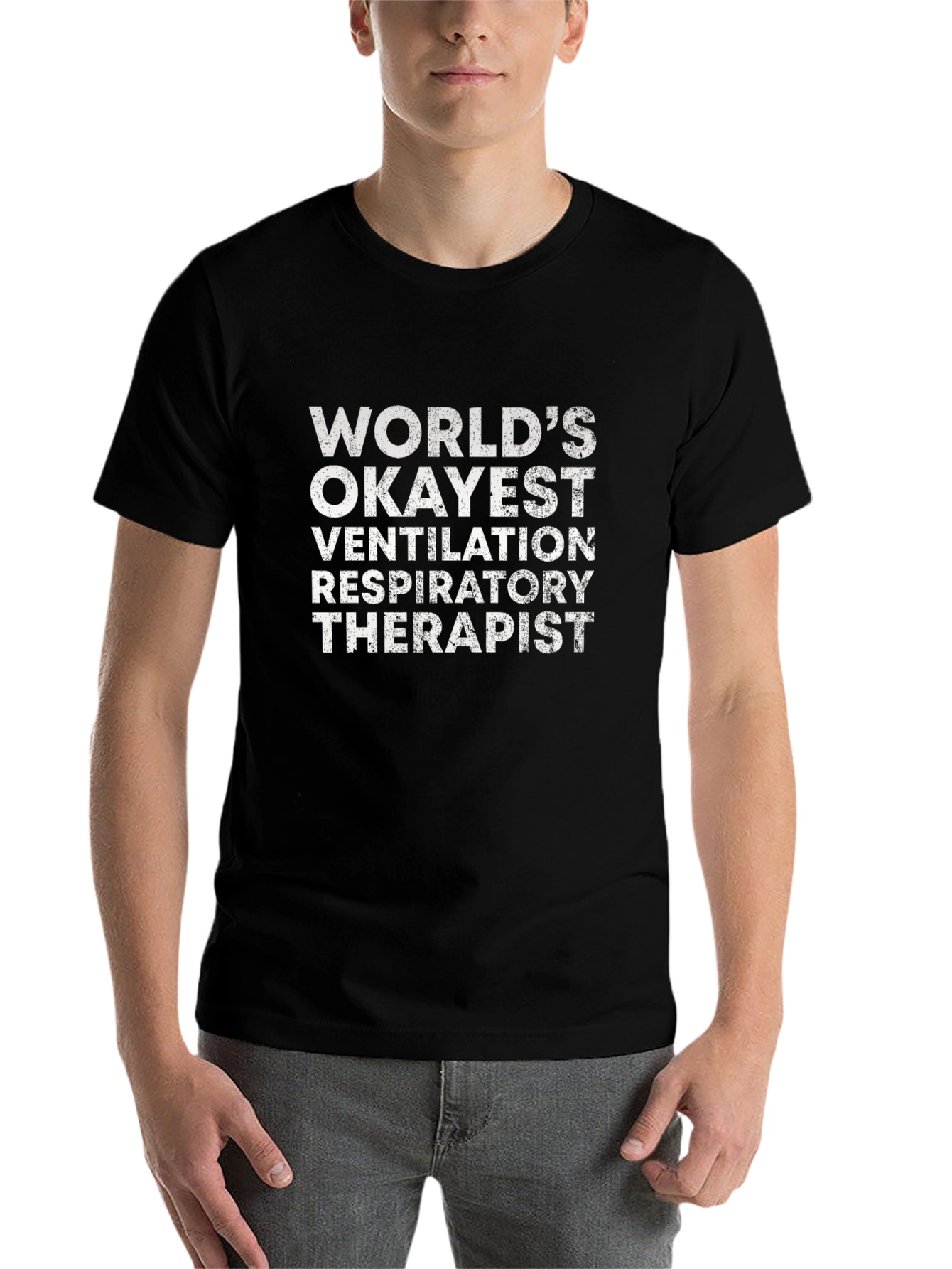 Black Okayest Respiratory Therapist Graphic Tee view 7