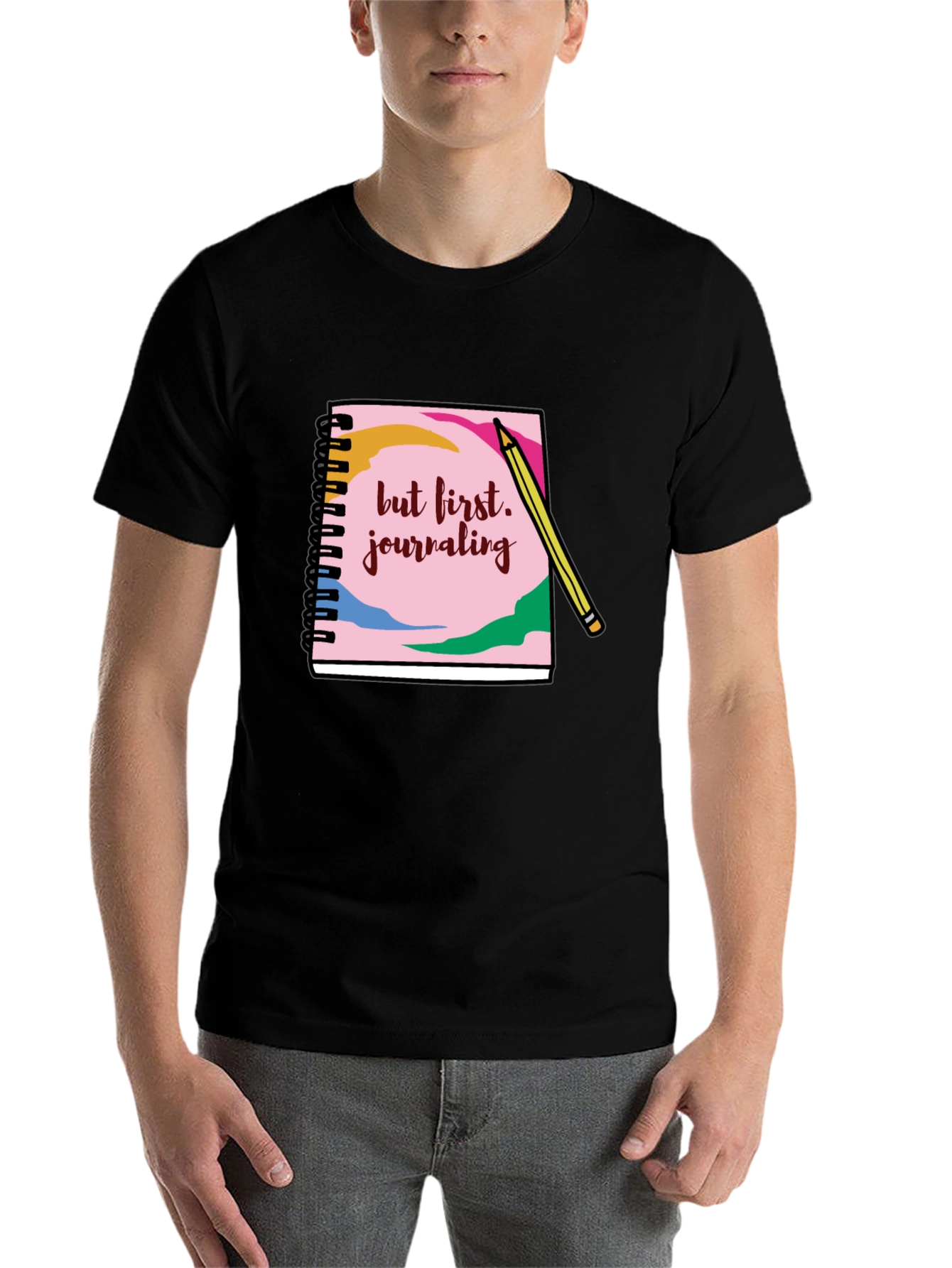 Black Journaling T-Shirt: But First, Journaling! view 7