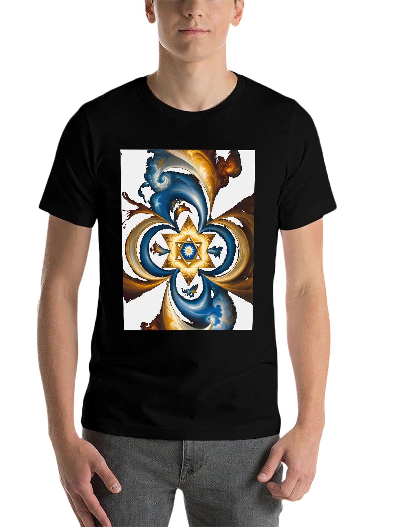 Abstract Star Graphic Tee - Black - 7