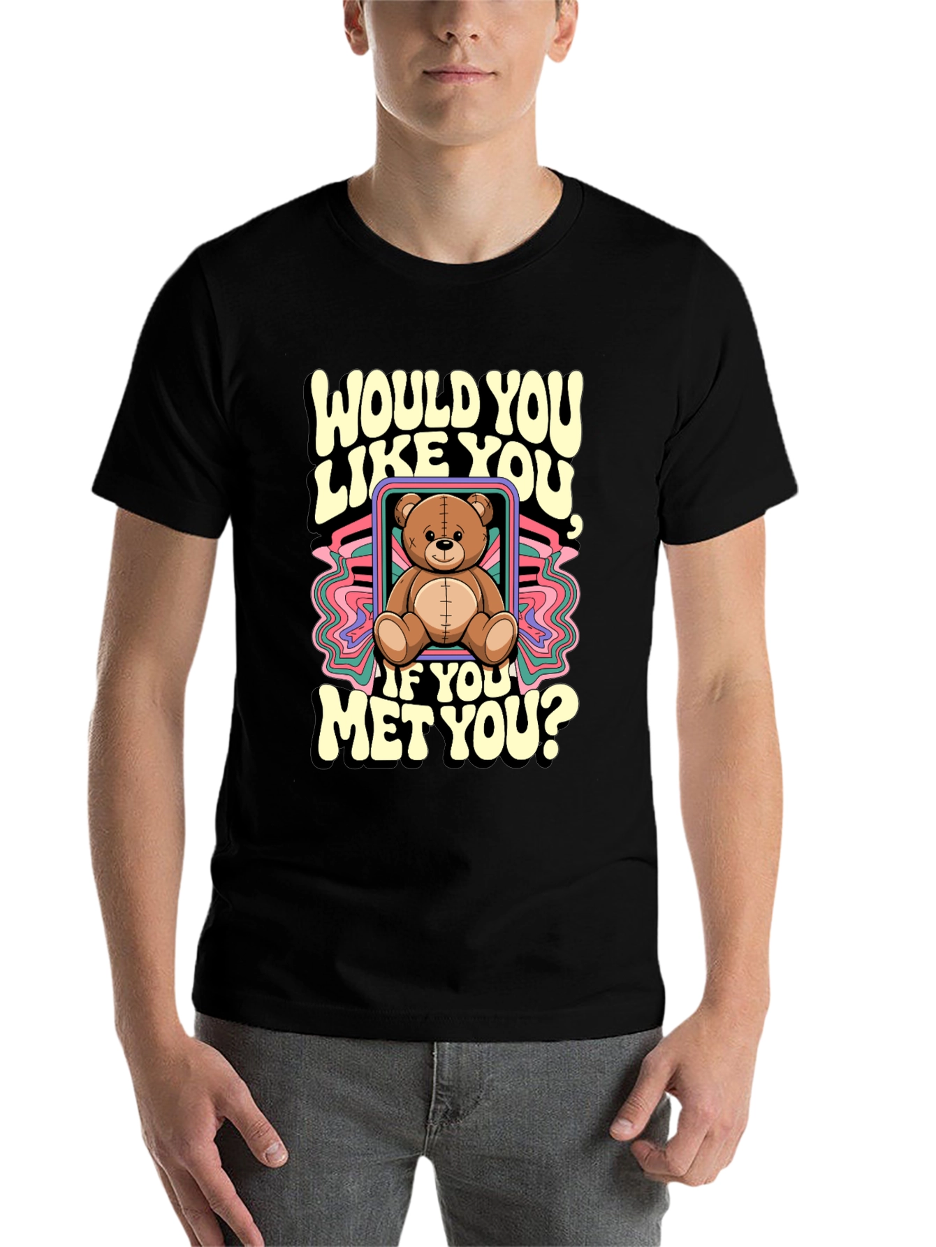 Black Would You Like You Teddy Bear T-Shirt view 7