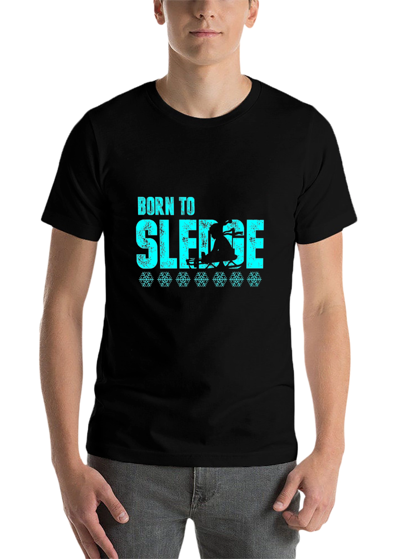 Black Born to Sledge T-Shirt - Winter Fun! view 7