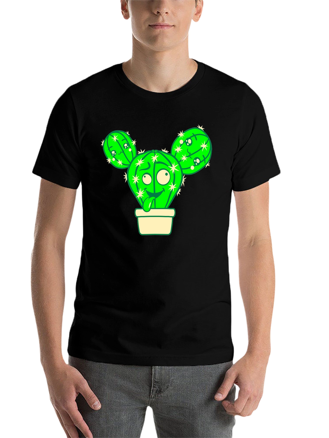 Black Cartoon Cactus T-Shirt view 7