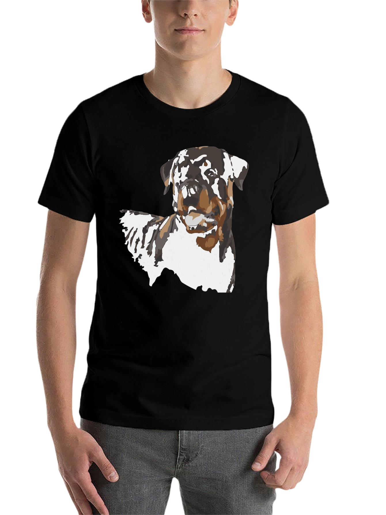 Black Rottweiler Dog Graphic Black T-Shirt view 7