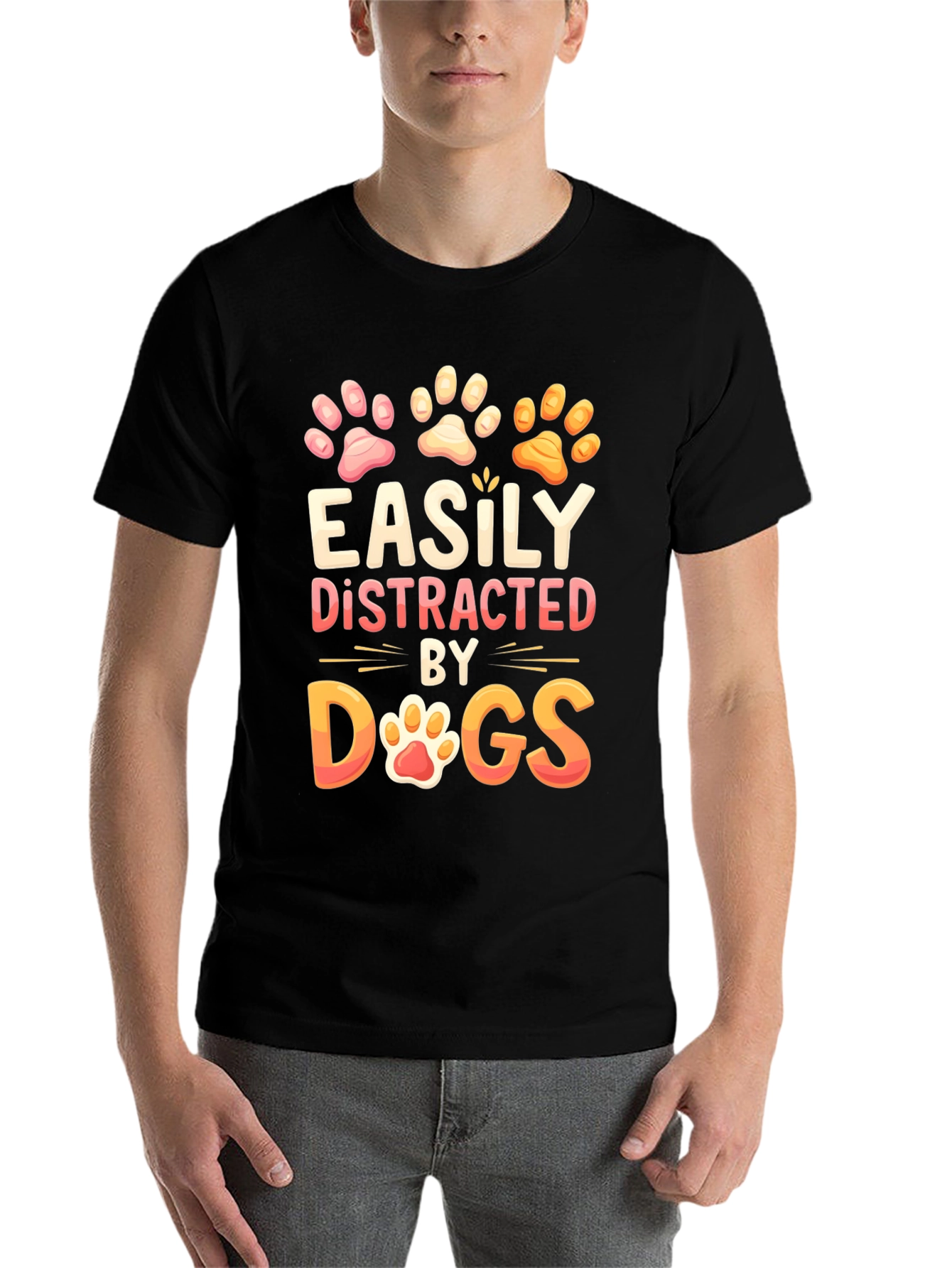 Black Easily Distracted by Dogs Graphic T-Shirt view 7