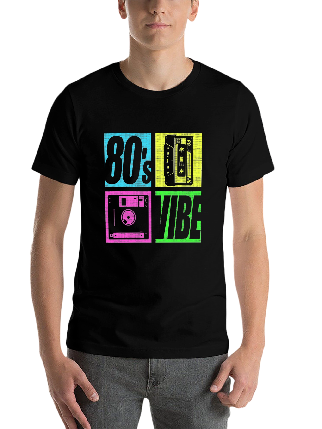 Black 80's Vibe Retro Graphic Tee view 7