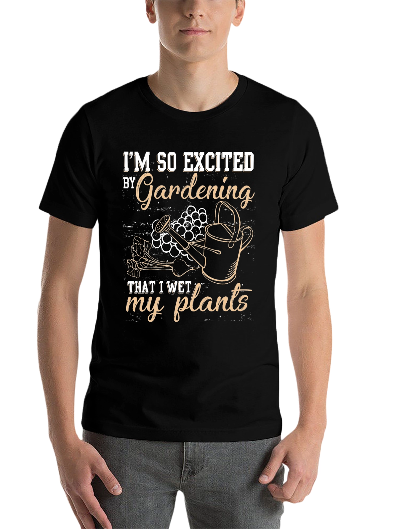 Black Gardening Humor T-Shirt: I Wet My Plants view 7