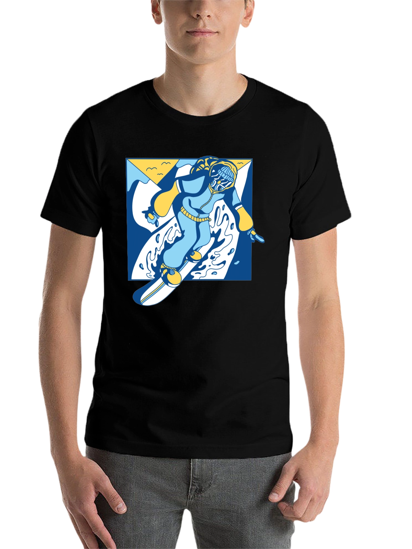 Black Cool Snowboarder Graphic T-Shirt view 7