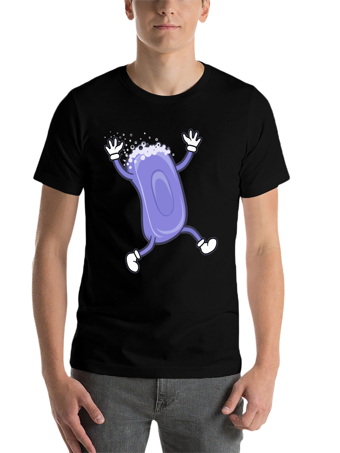 Black Funny Soap Cartoon Black T-Shirt view 7