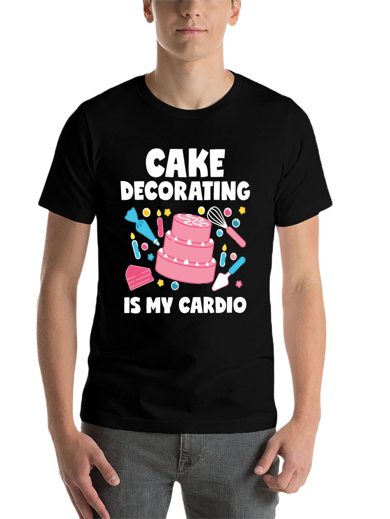 Black Cake Decorating Is My Cardio T-Shirt - Baker Gift view 7