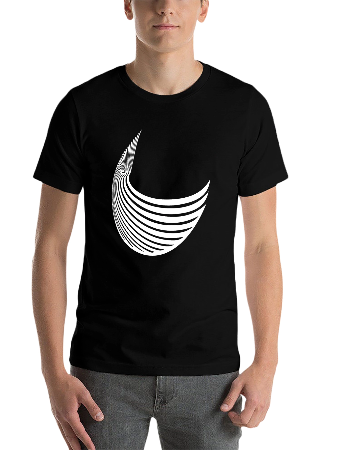 Black Abstract Striped Crescent Black Tee view 7