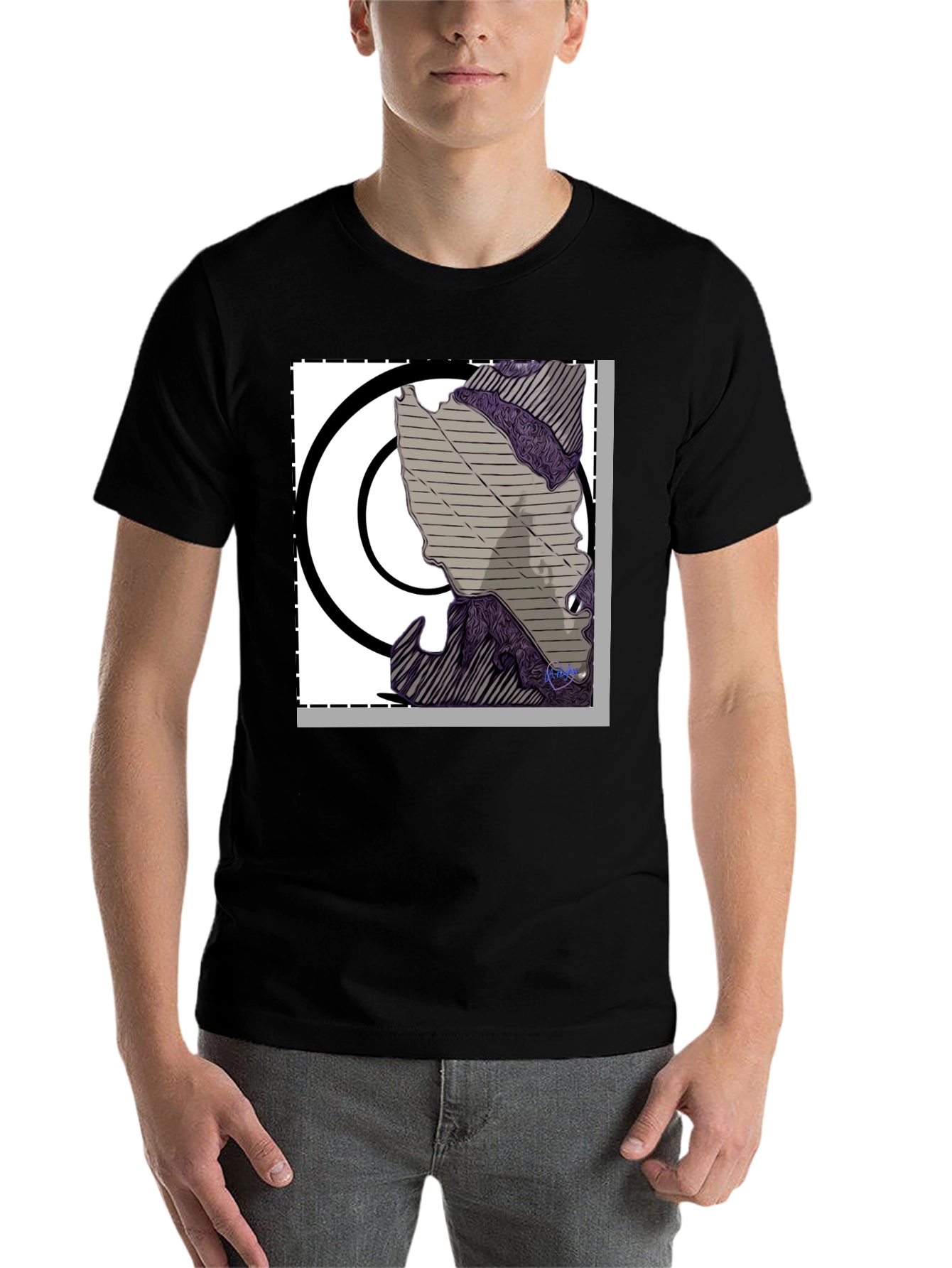 Black Abstract Graphic Print Black T-Shirt view 7