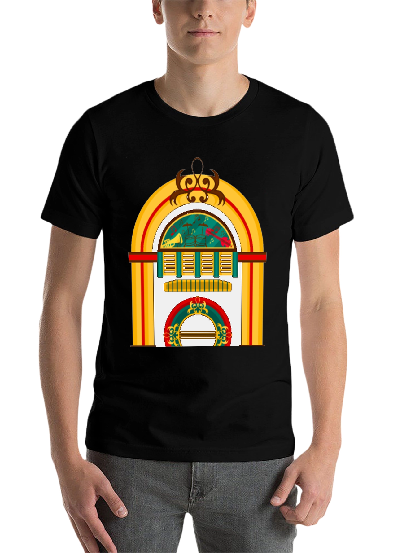Black Retro Jukebox Graphic Tee - Musical Style view 7