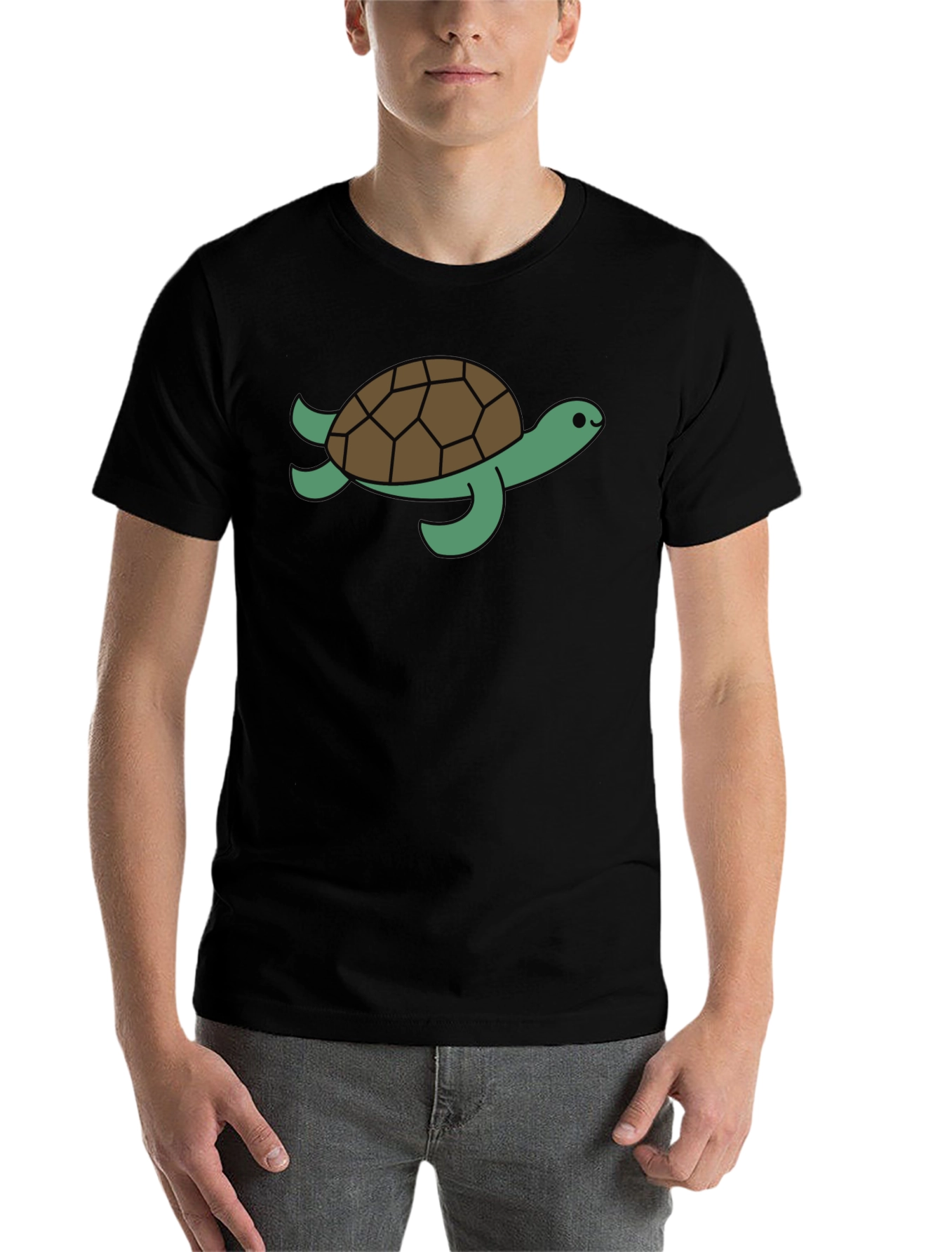 Black Sea Turtle Graphic Tee - Black Cotton T-Shirt view 7