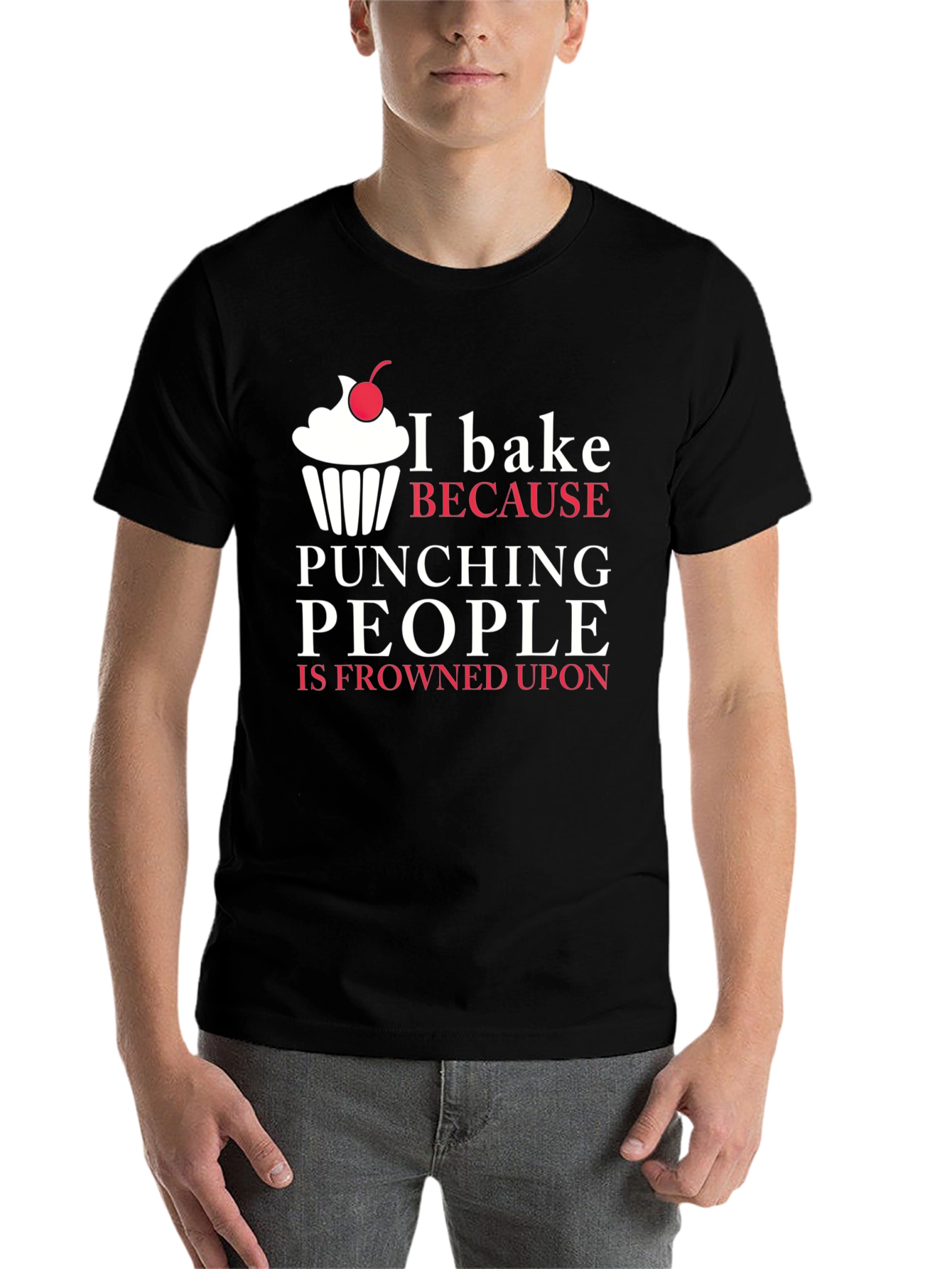 Black Funny I Bake Because Punching People T-Shirt view 7