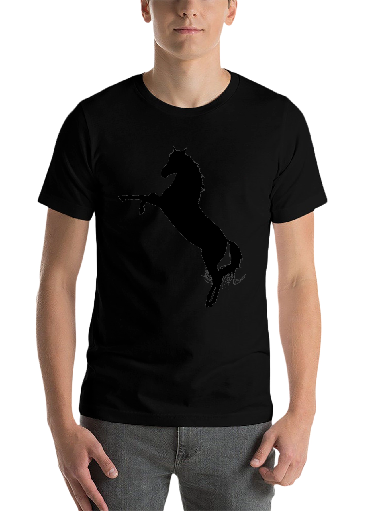 Black Men's Black Horse Graphic Tee - Stylish Casual Wear view 7