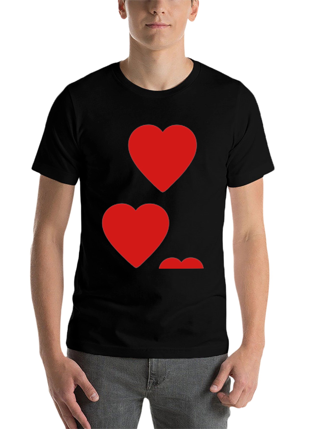 Black Heart Pattern Crew Neck Men's T-Shirt view 7