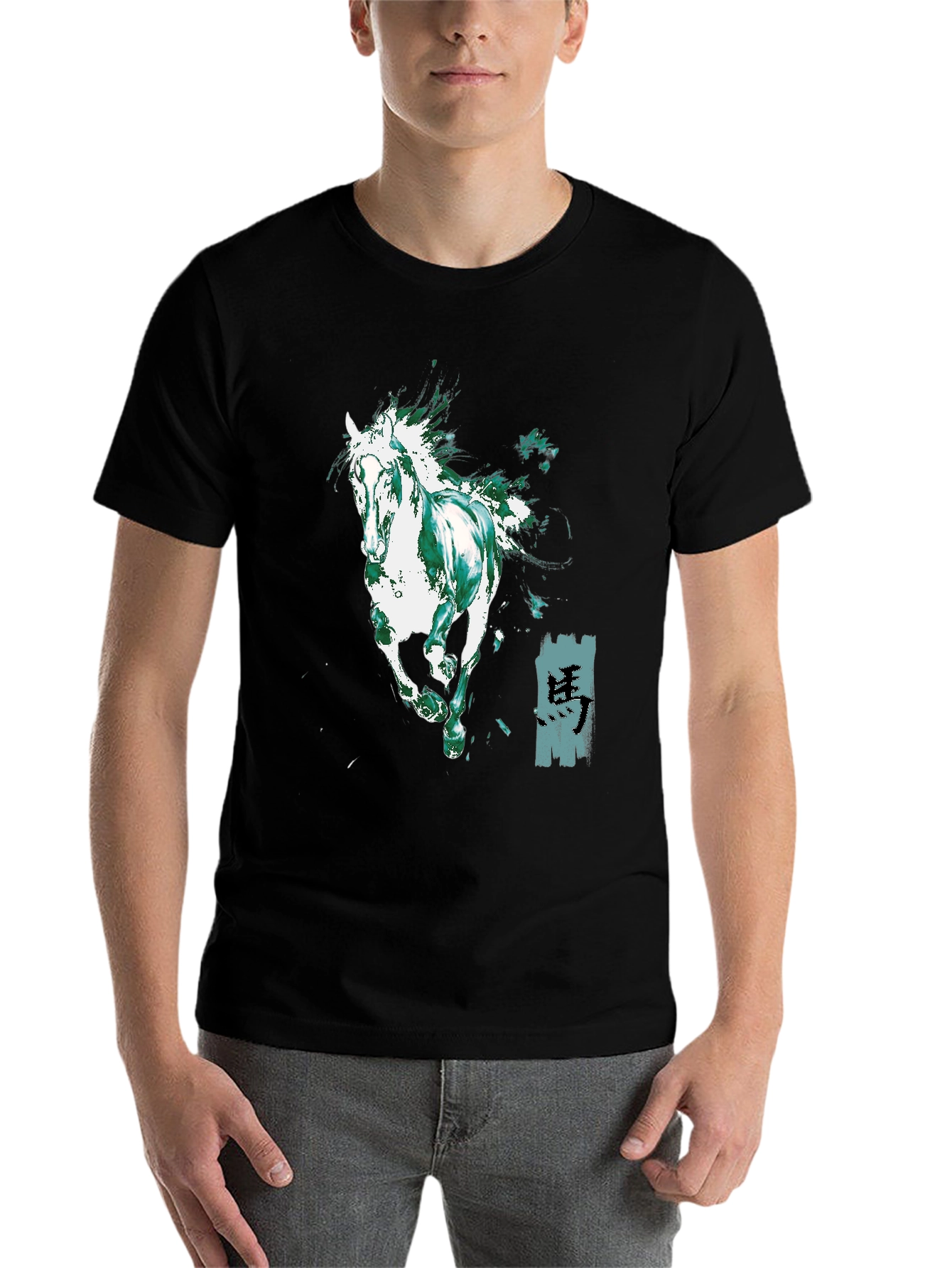 Black Horse Graphic Black T-Shirt view 7