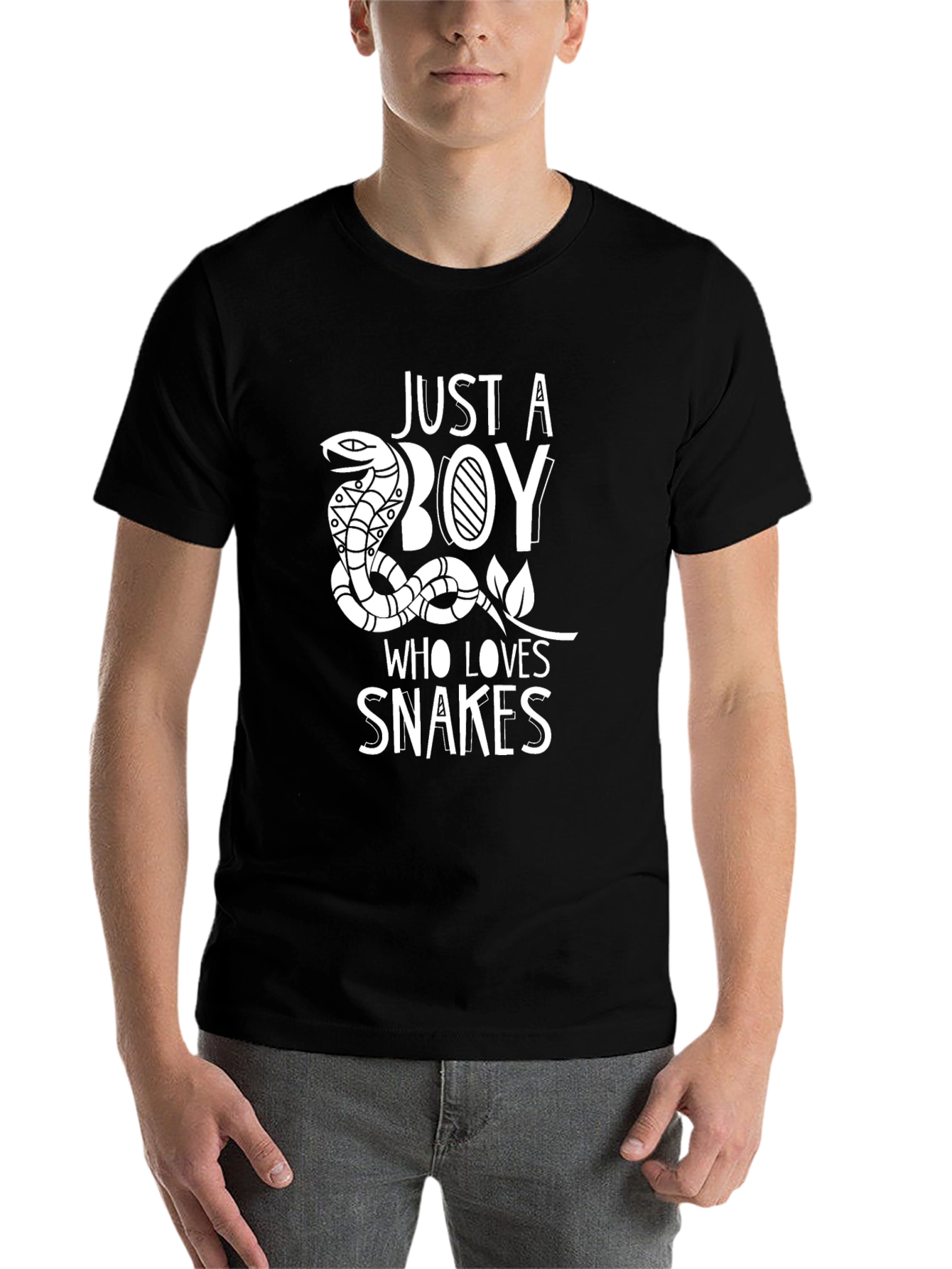 Black Just a Boy Who Loves Snakes T-Shirt view 7