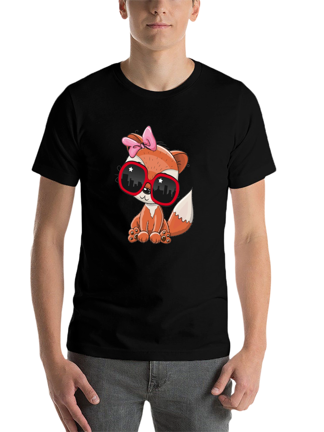 Black Cool Fox Graphic Tee - Unisex Fashion Shirt view 7