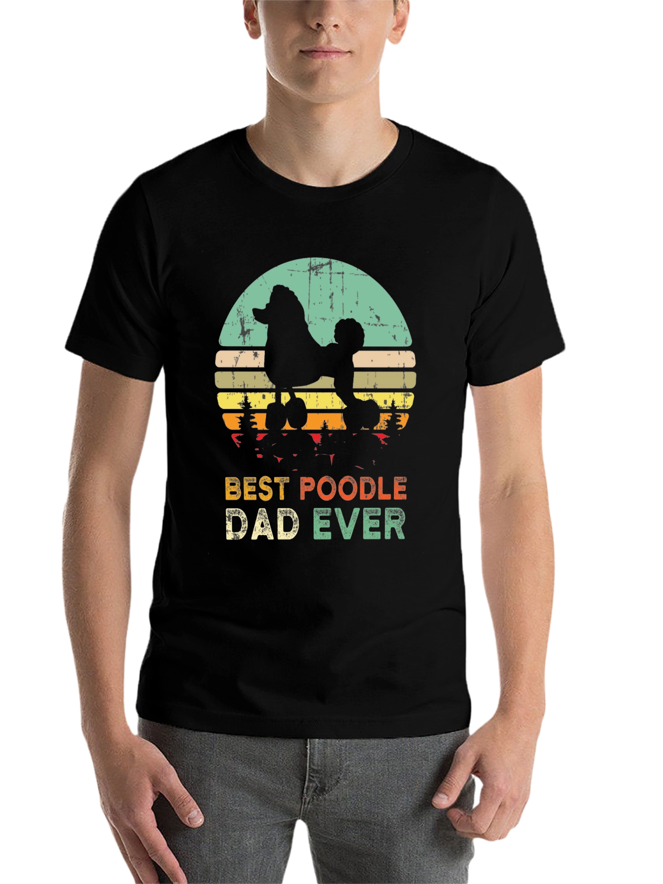 Black Best Poodle Dad Ever T-Shirt view 7
