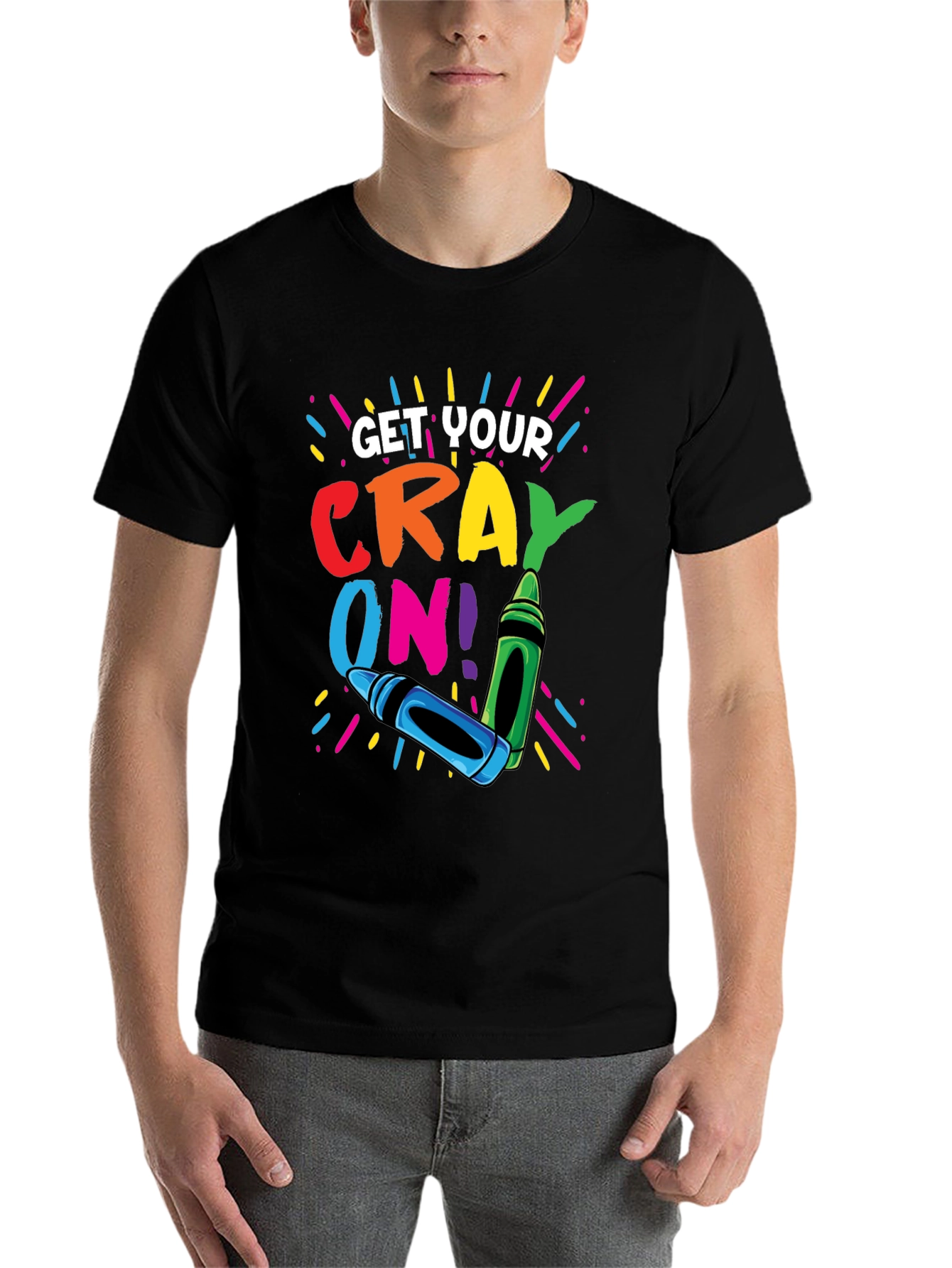 Black Get Your Crayon On! Graphic T-Shirt view 7