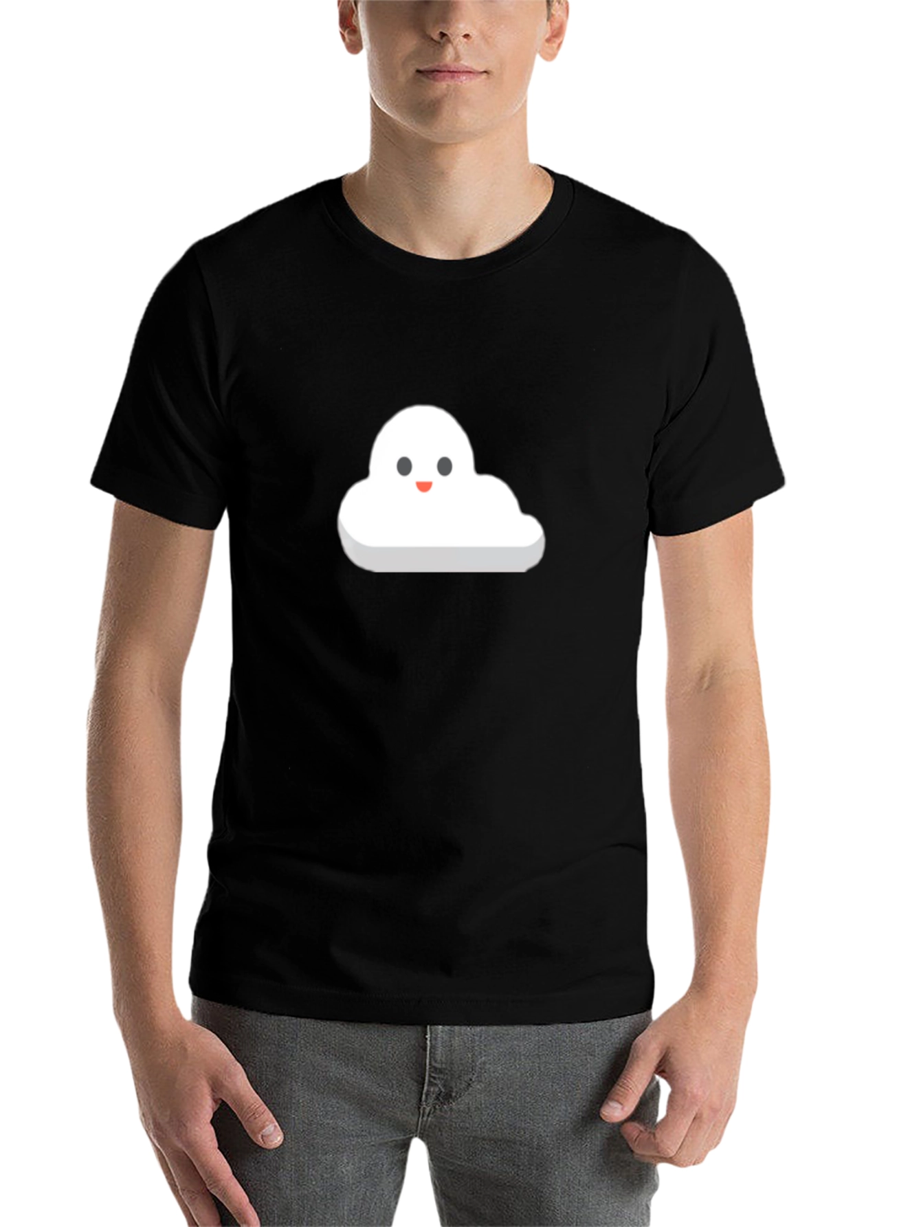 Black Cute Cloud T-Shirt - Black Cotton Blend view 7