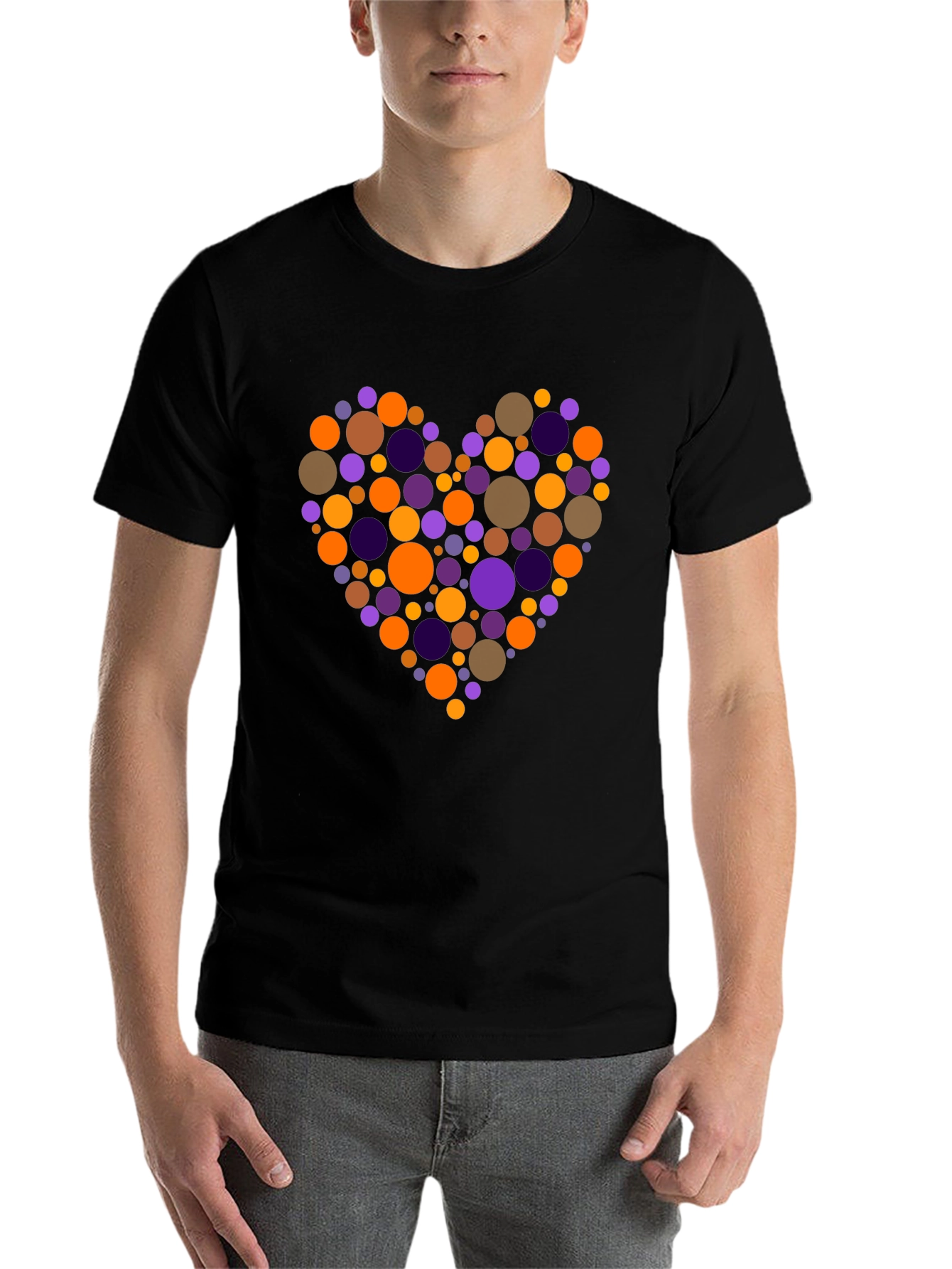 Black Heart Circles Graphic Black T-Shirt view 7
