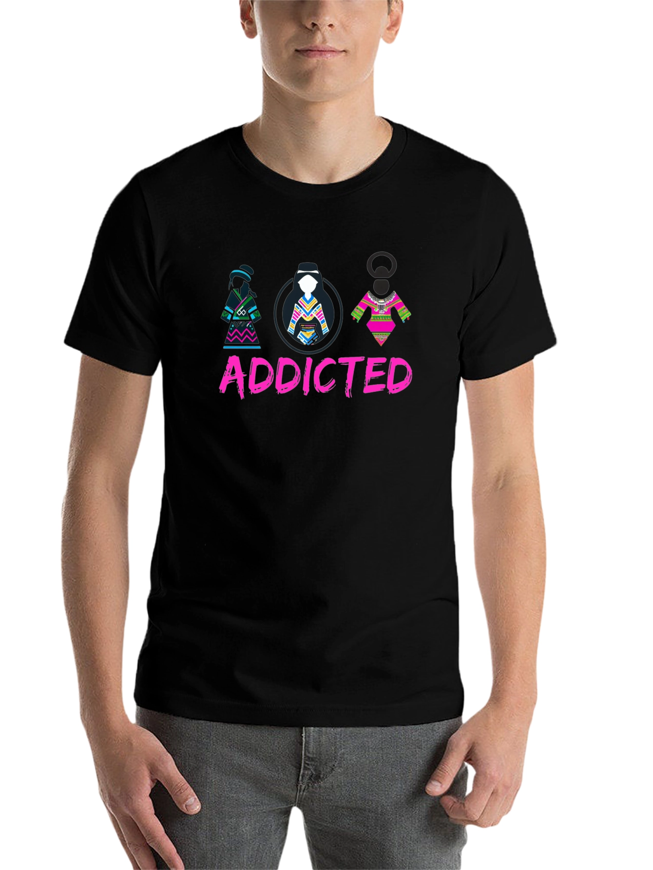 Black Addicted Native Style Black T-Shirt view 7